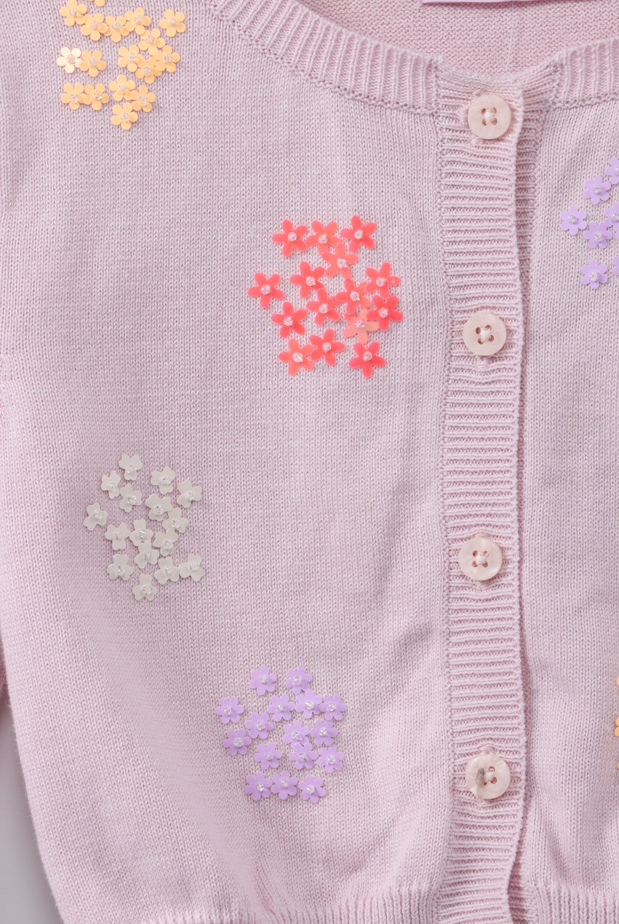 جينجرسنابس كارديجان شتوي مطرزة خرز كم طويل بناتي وردي بلاش