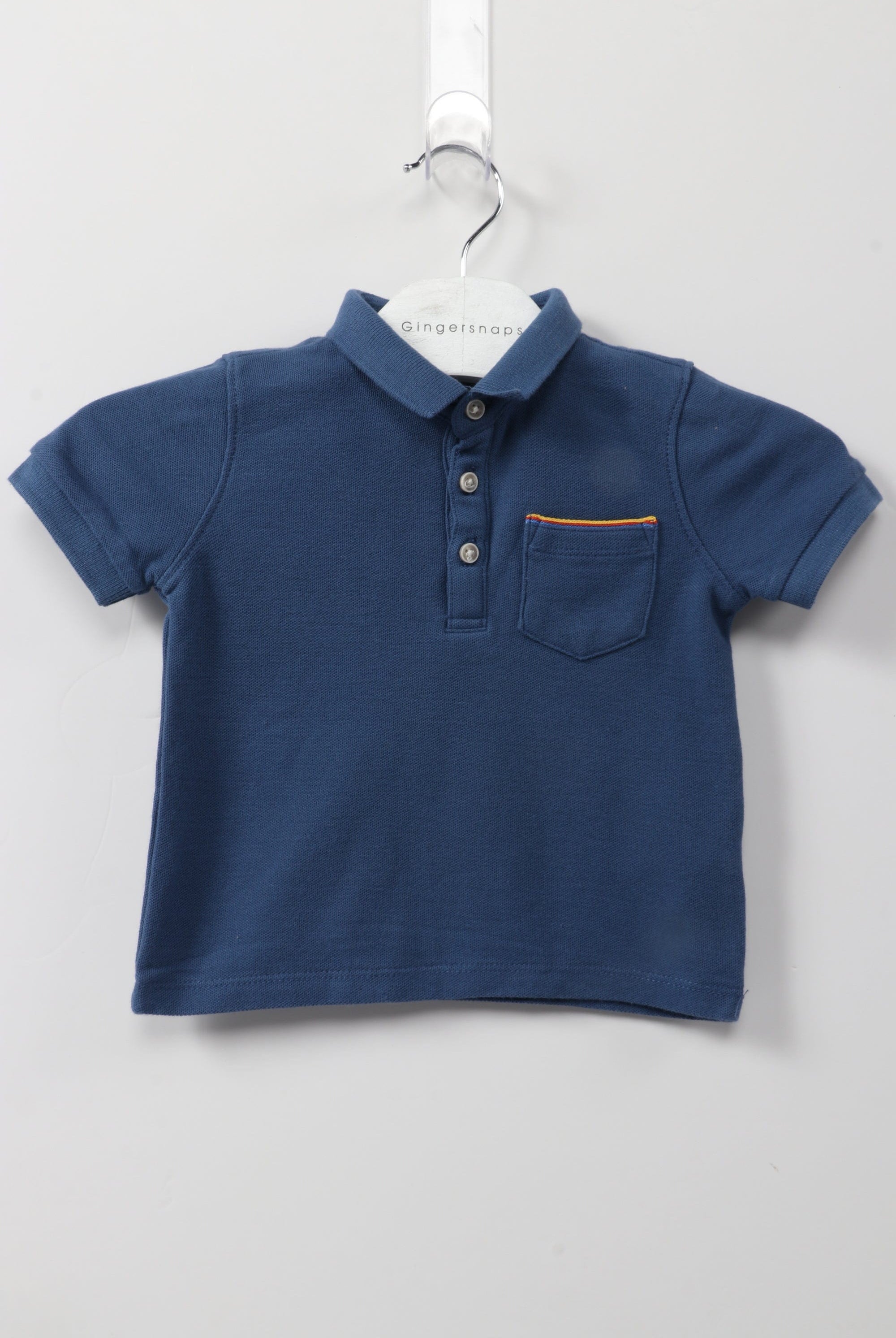 جينجرسنابس تيشيرت بولو أولادي سادة بجيب علي الصدر أزرق