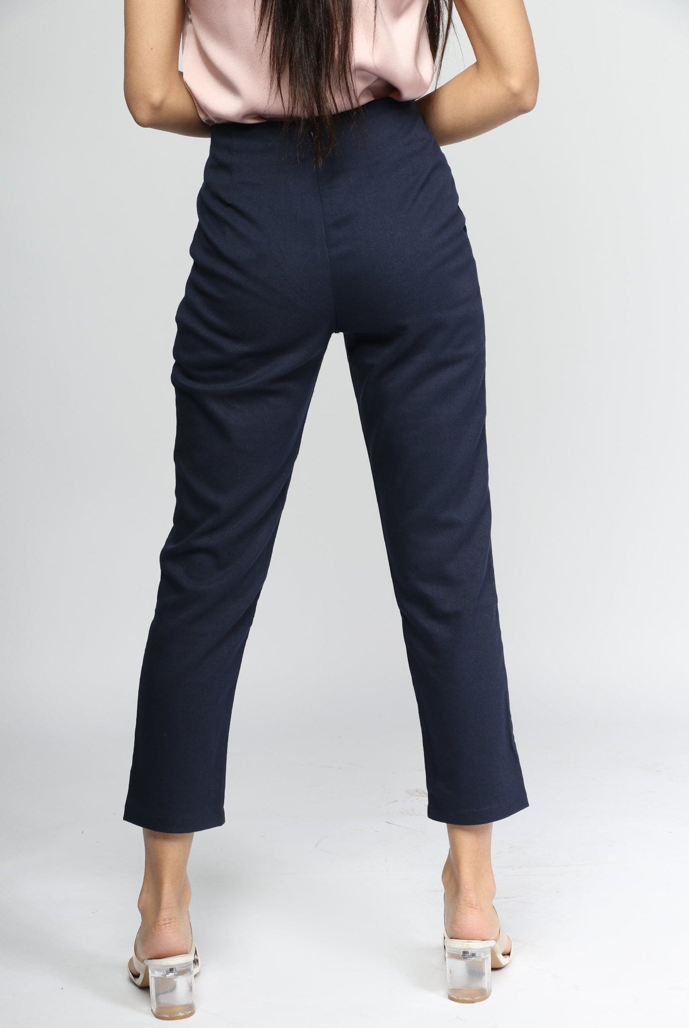 نتشي سروال طويل رسمي سادة مزين بأزرار من الجانب