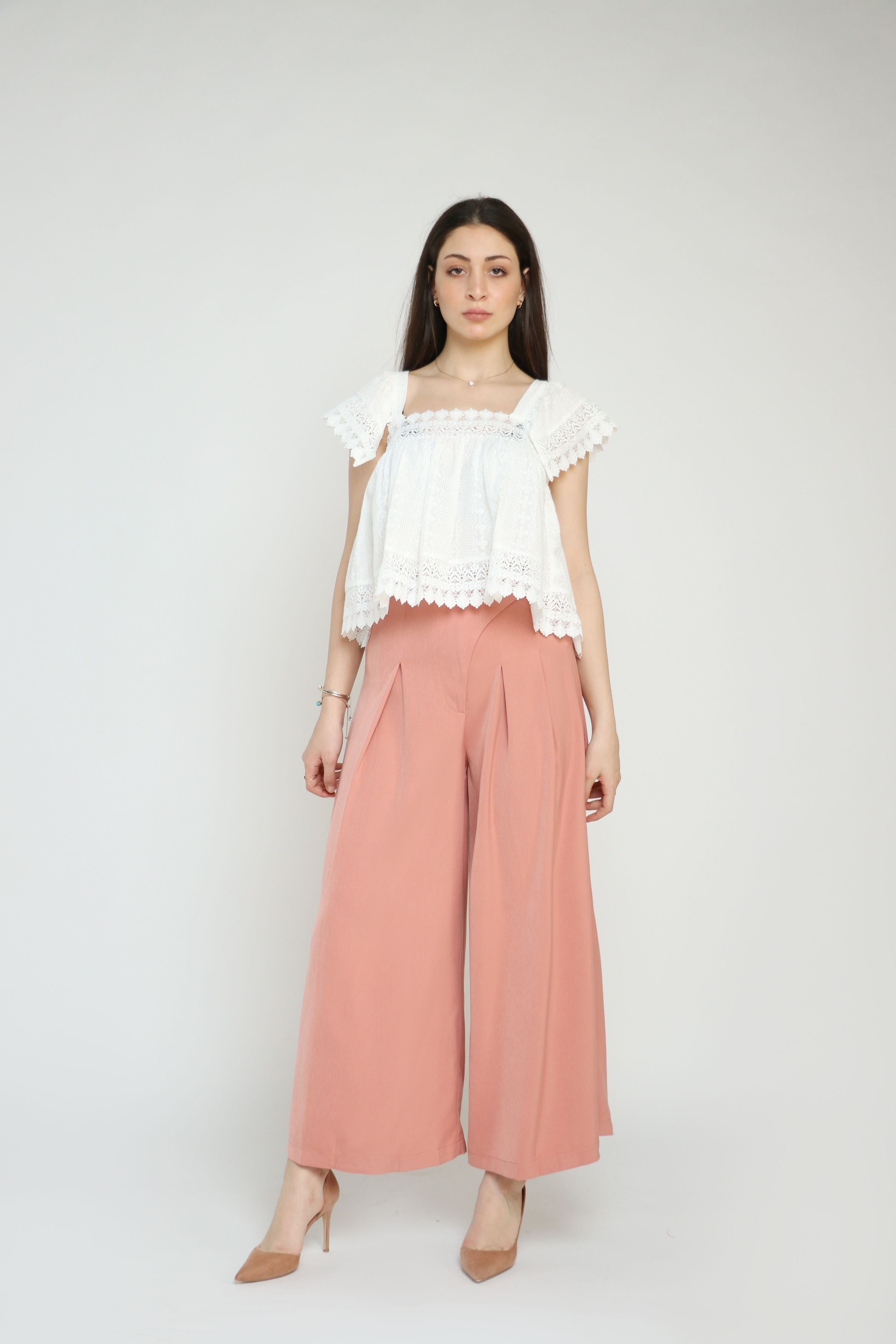 نتشي بنطلون طويل بوليستر بكسرات