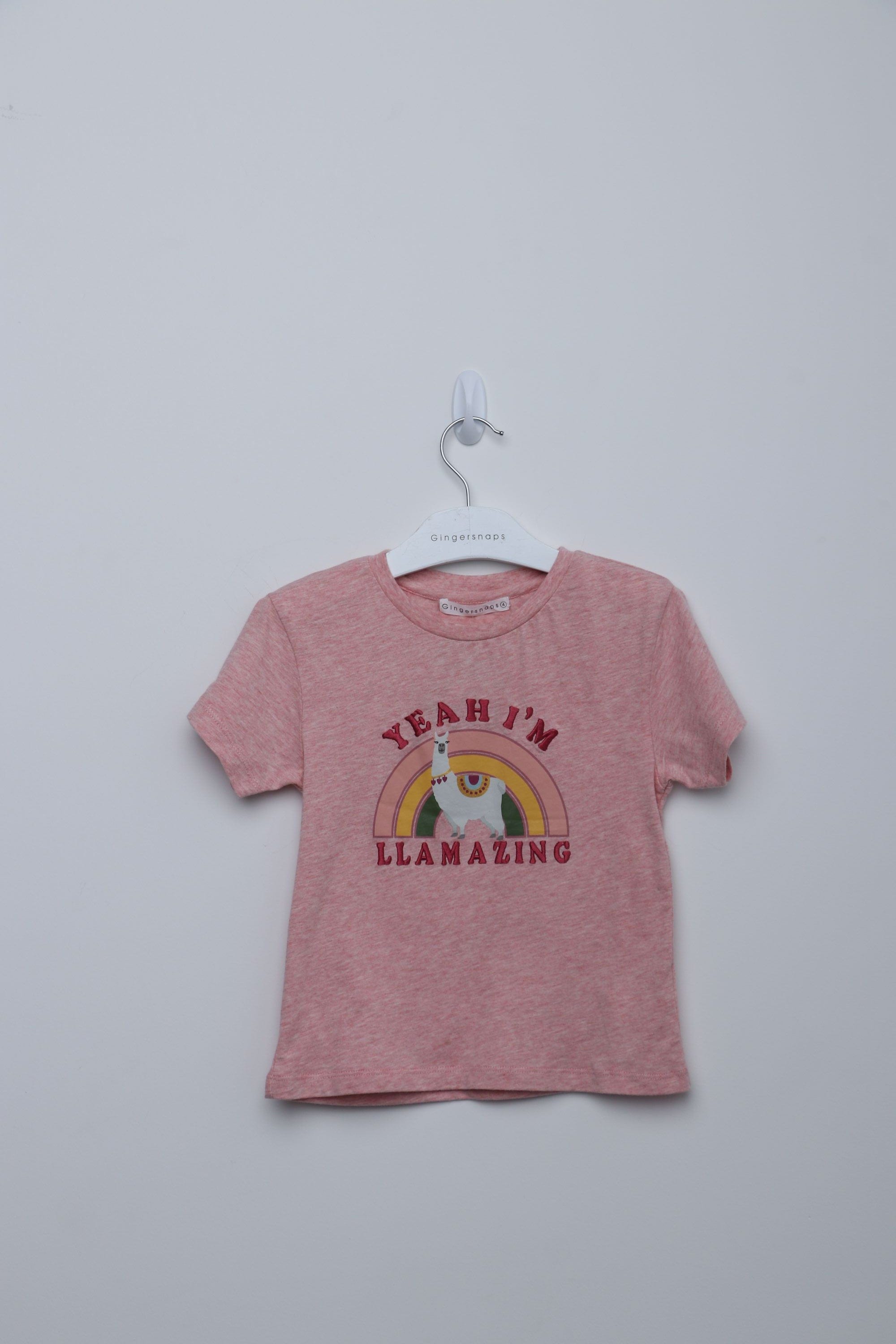 جينجرسنابس تيشيرت بطابعة كم قصير بناتي بيج صحراوي