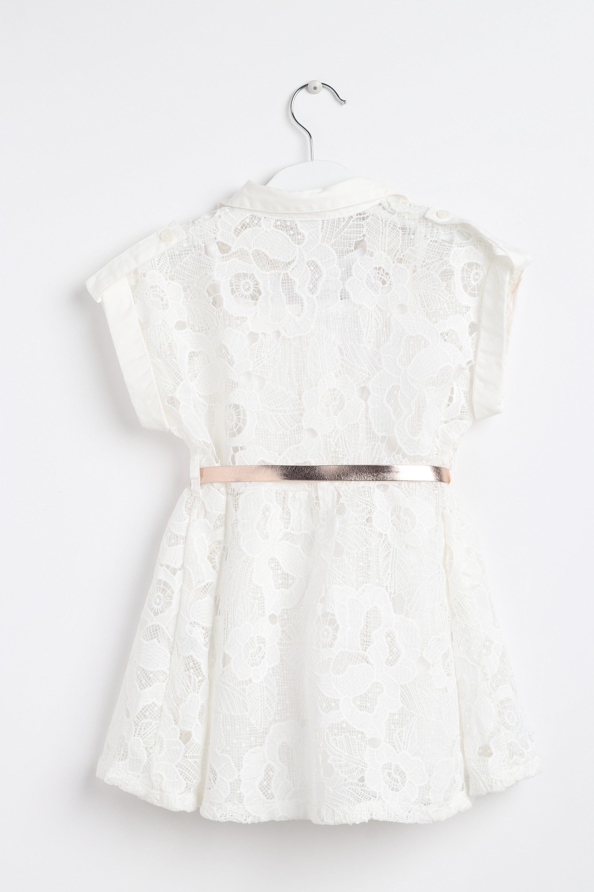 جينجرسنابس فستان بناتي دانتيل شفاف كم قصير برباط أوف وايت