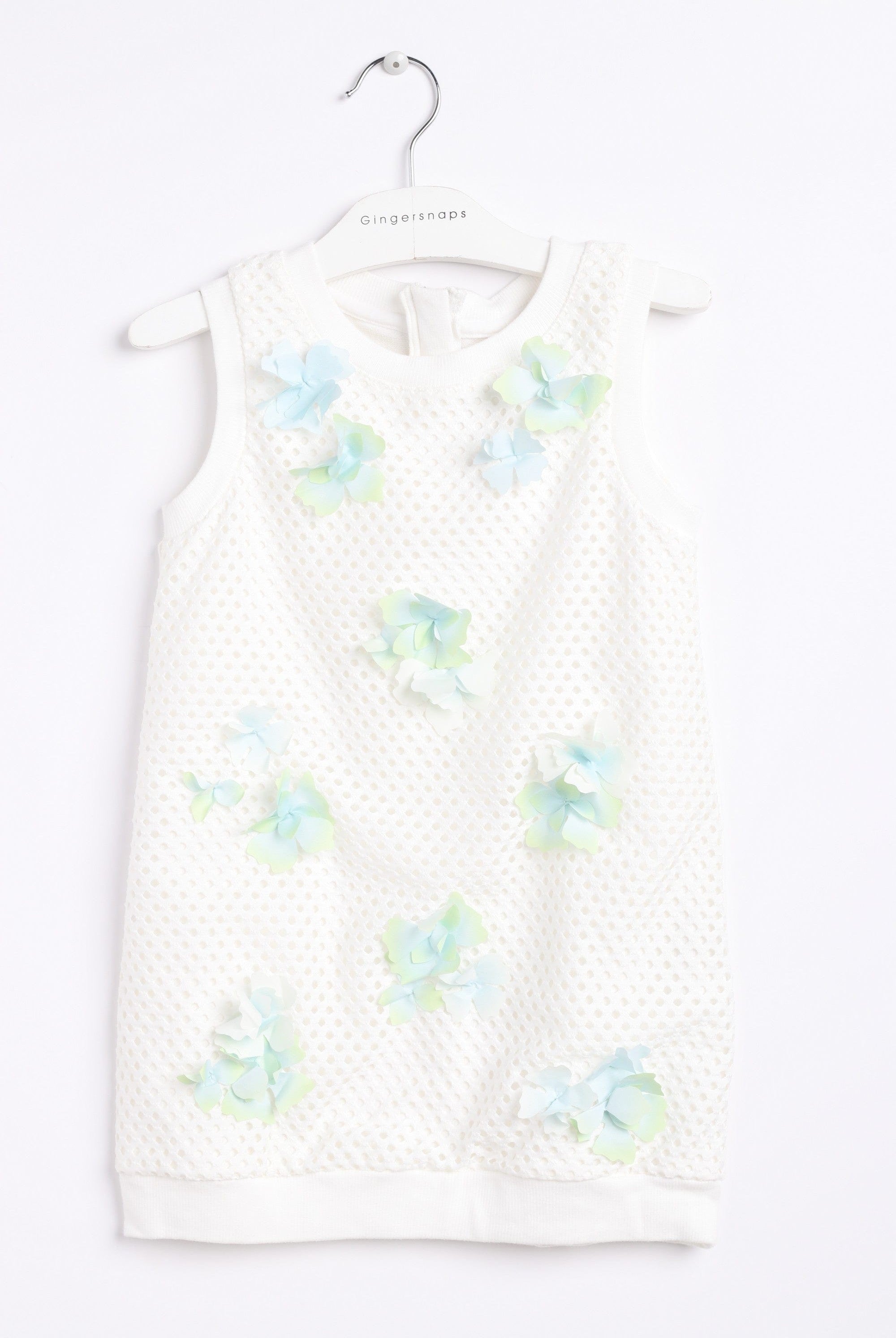 جينجرسنابس فستان بناتي مخرم مزين بالورود أوف وايت