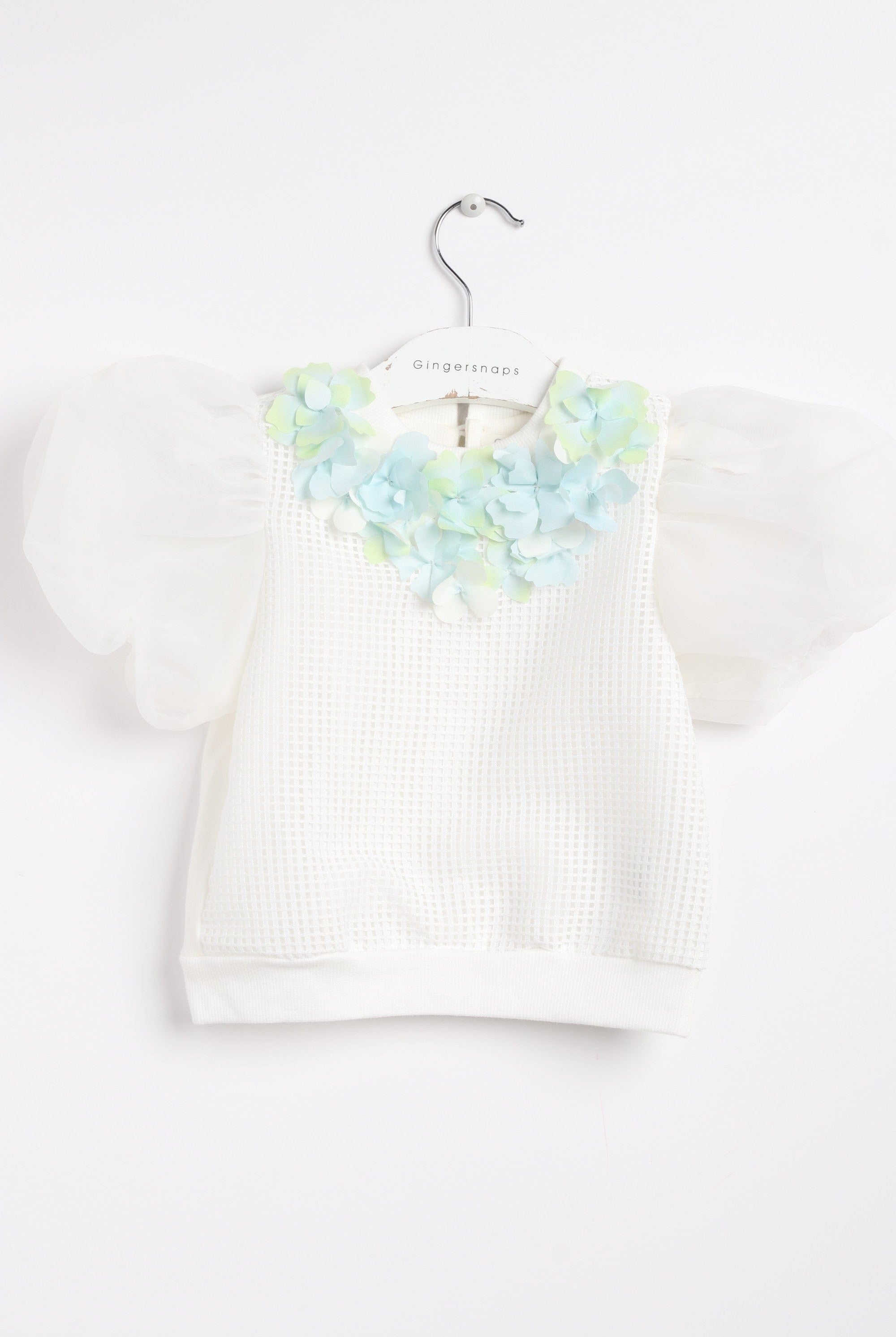 جينجرسنابس بلوزة بناتي مربعات شفافة نص كم أوف وايت