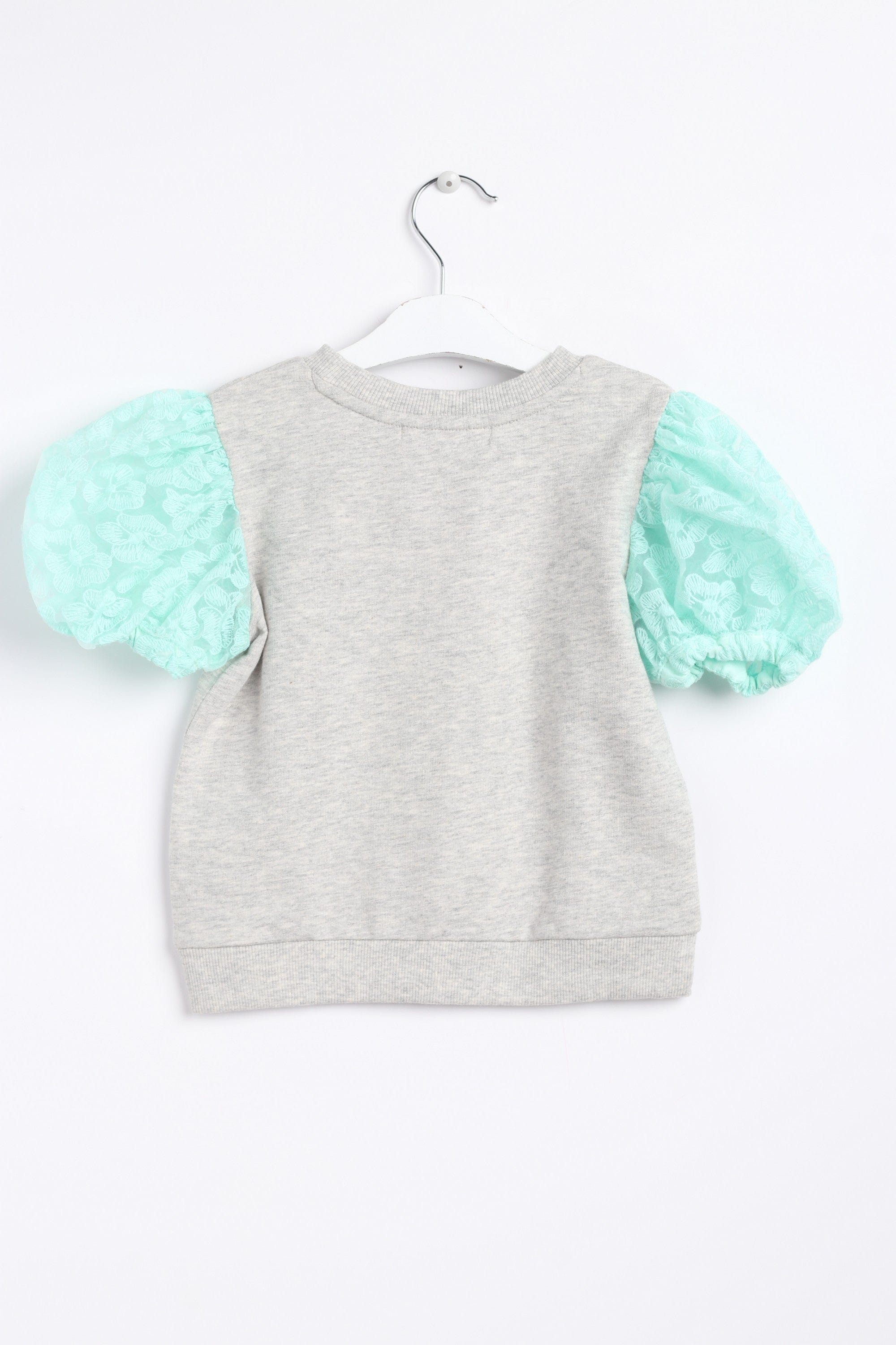 جينجرسنابس بلوزة بناتي سادة مزين بالورد رمادي فاتح