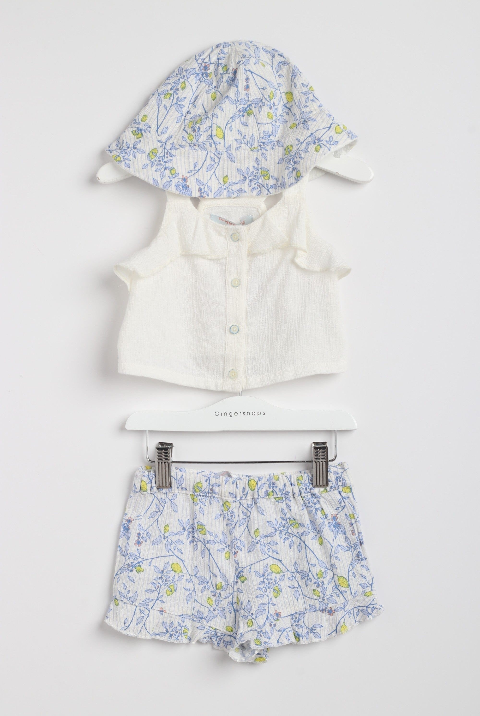 جينجرسنابس طقم بناتي للرضع بلوزة وشورت وقبعة مشجرة متعدد الألوان