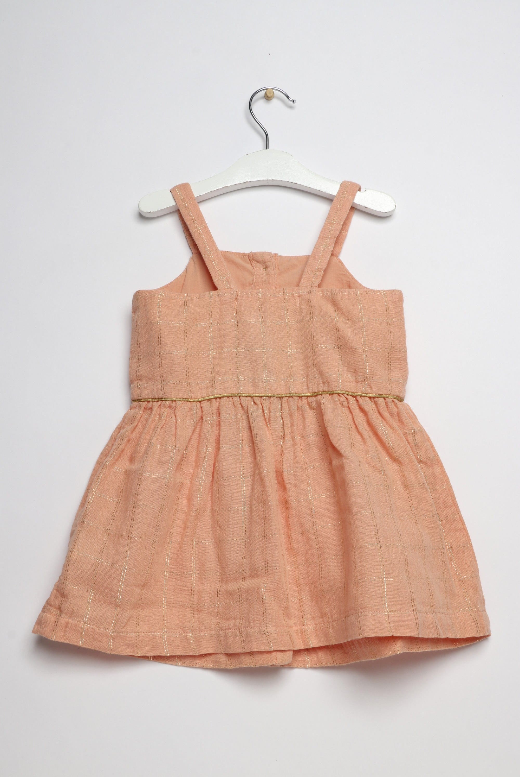 جينجرسنابس فستان مربعات ذهبية جيوب حمالات رضع بناتي أحمر بنفسجي