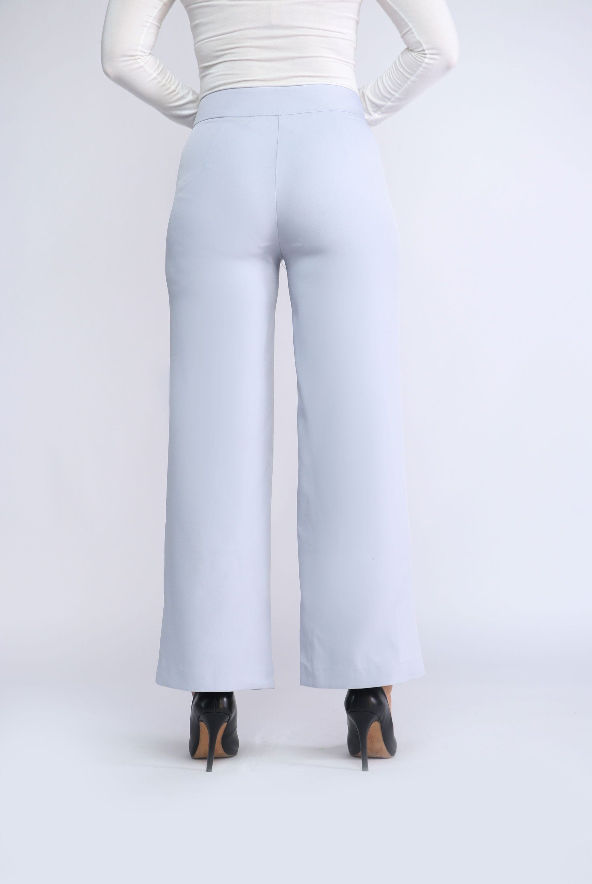 نتشي بنطلون سادة بخصر عريض طويل نسائي