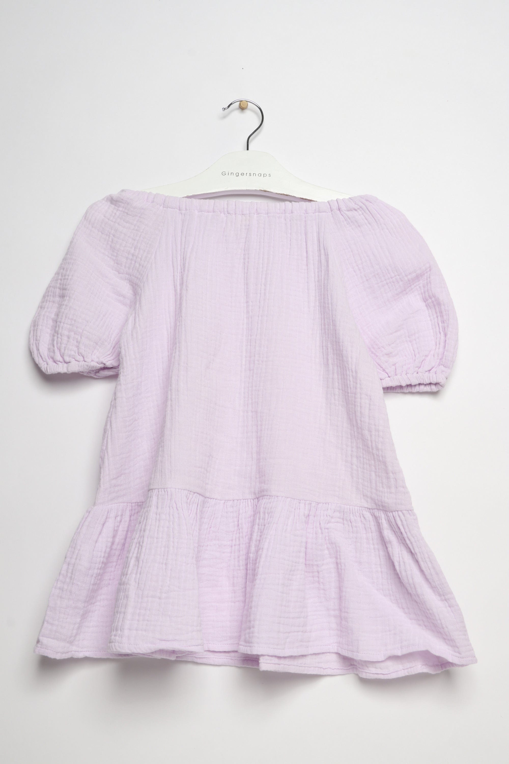 جينجرسنابس فستان بناتي سادة نص كم بف بنفسجي