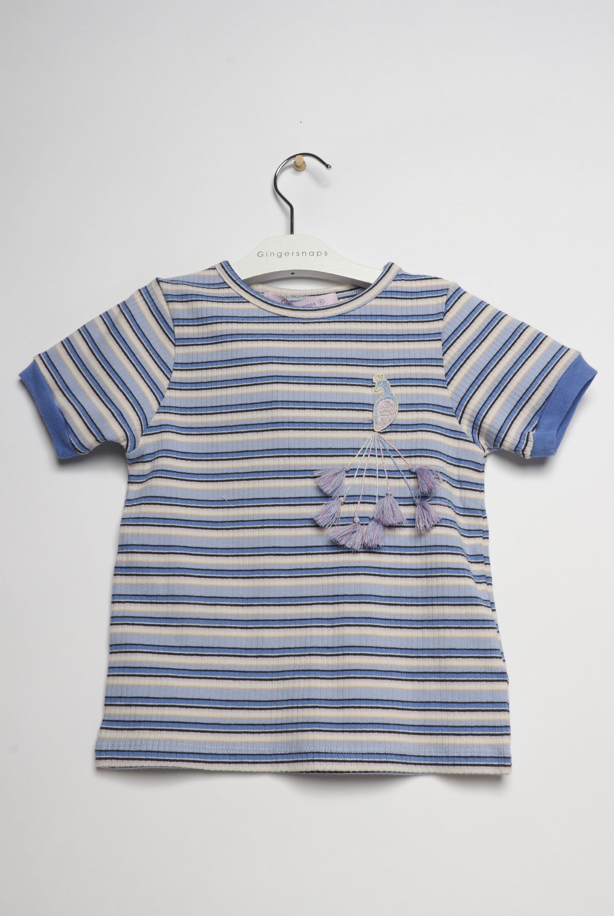 جينجرسنابس بلوزة بناتي نص كم مخططة متعدد الألوان