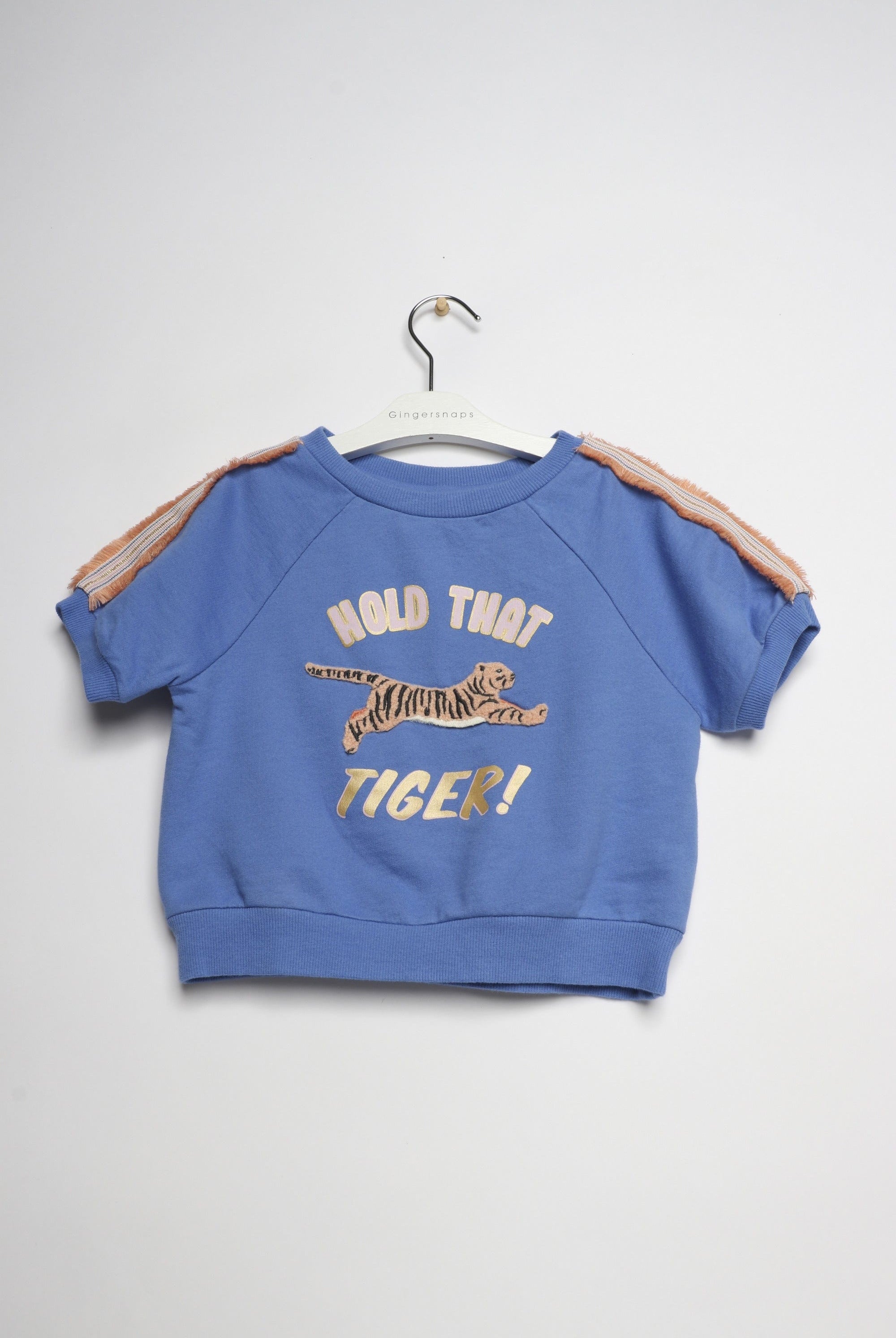 جينجرسنابس بلوفر بناتي نص كم بتايجر علي الصدر أزرق فاتح