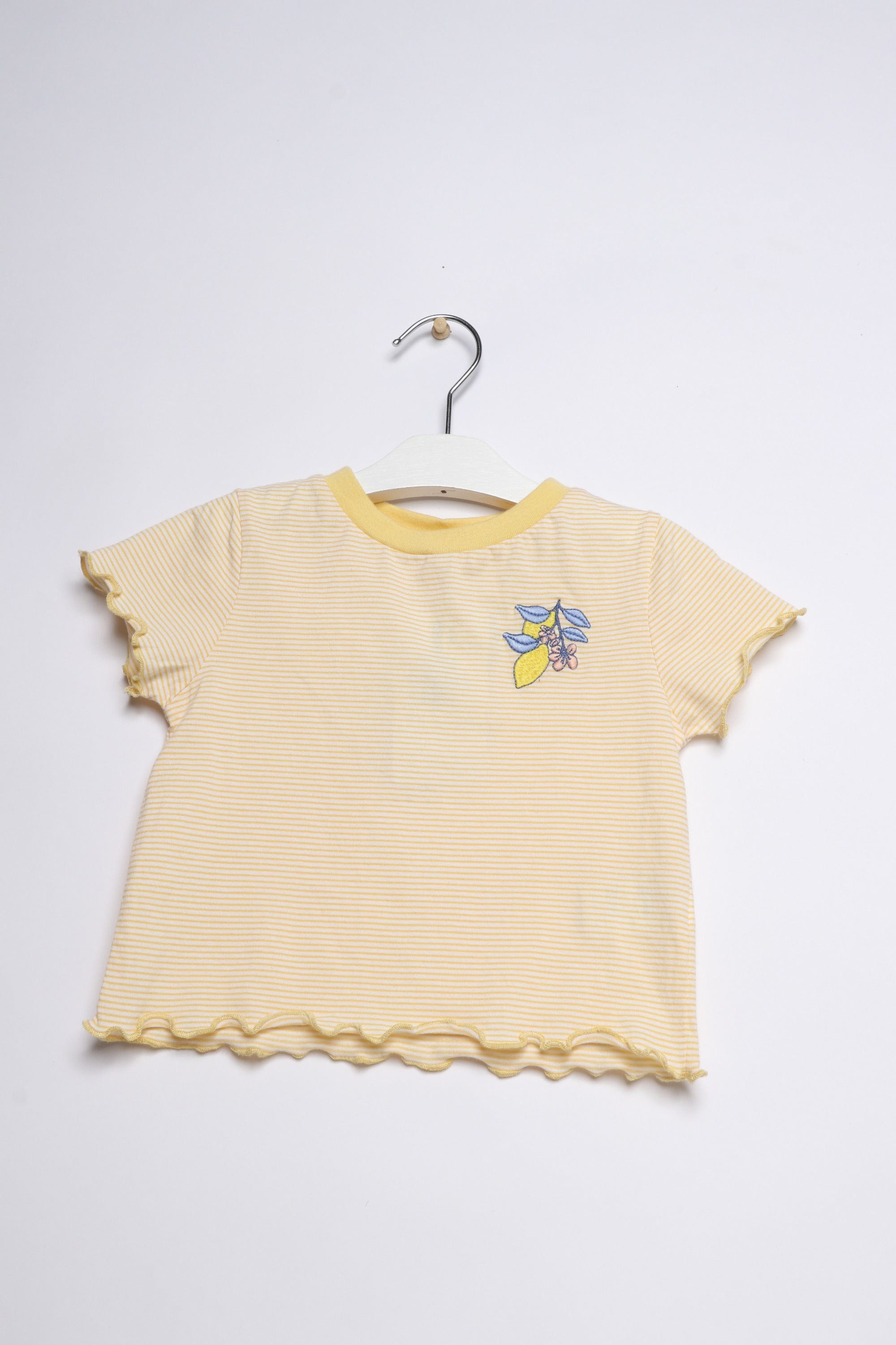 جينجرسنابس تيشيرت بناتي مخطط بالعرض كم قصير أصفر