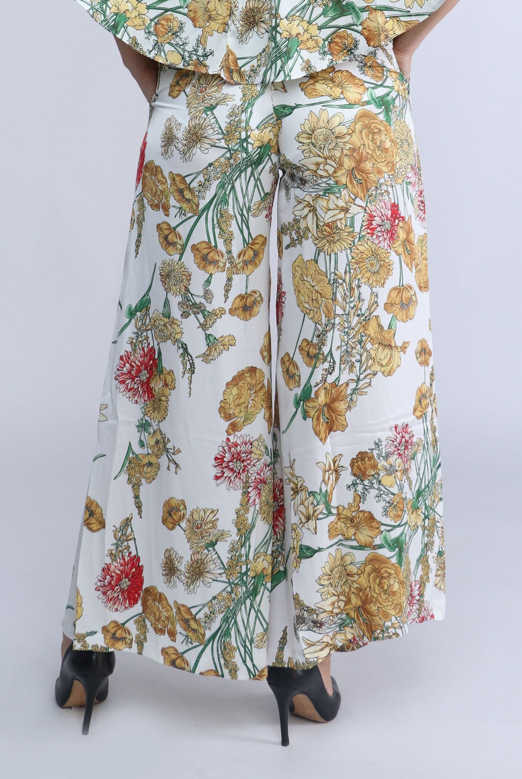 نتشي بنطلون مشجرة وايد ليج طويل نسائي