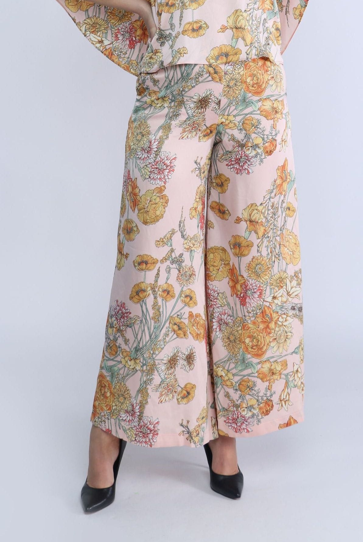 نتشي بنطلون مشجرة وايد ليج طويل نسائي