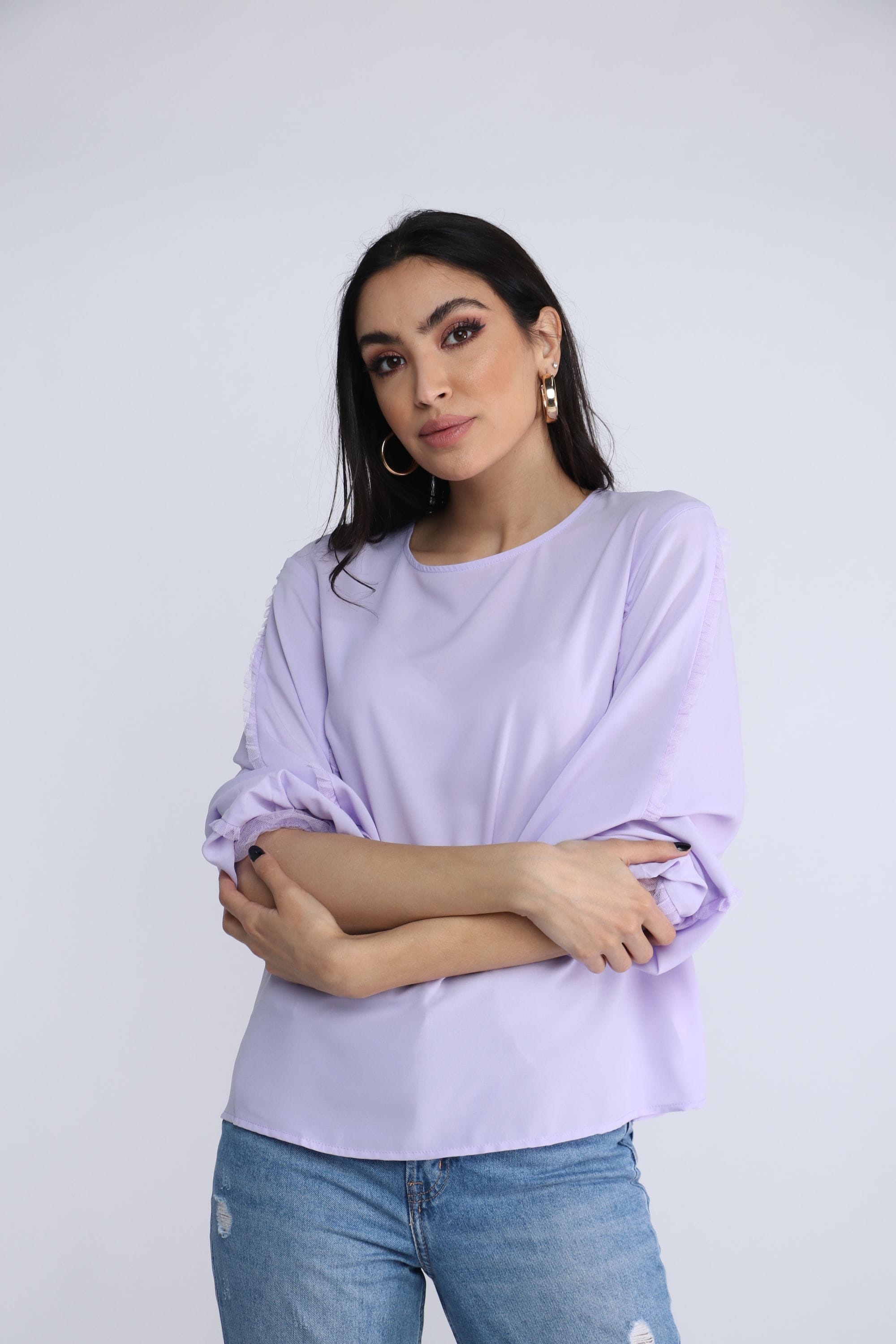 نتشي بلوزة سادة 3/4 كم بف بفتحة ظهر صغيرة نسائي