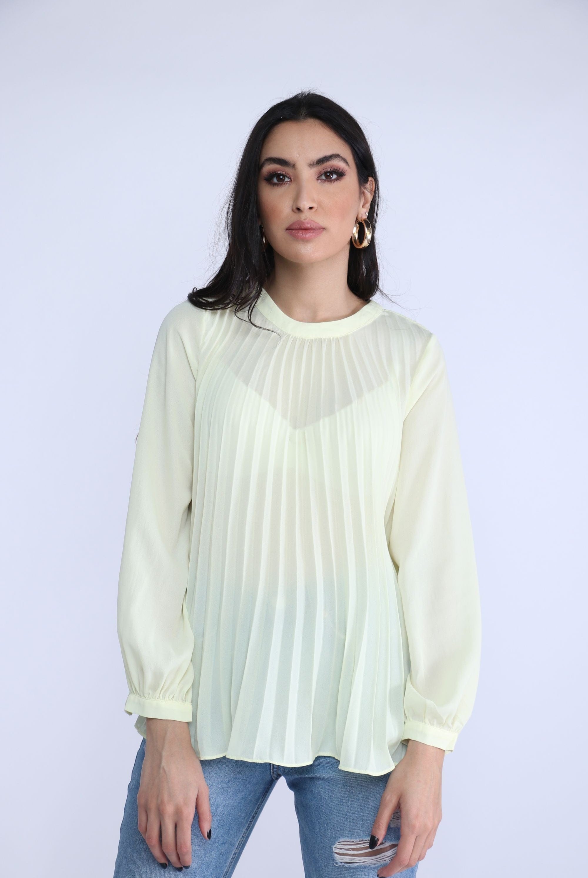 نتشي بلوزة بليسيه طويلة كم طويل نسائي