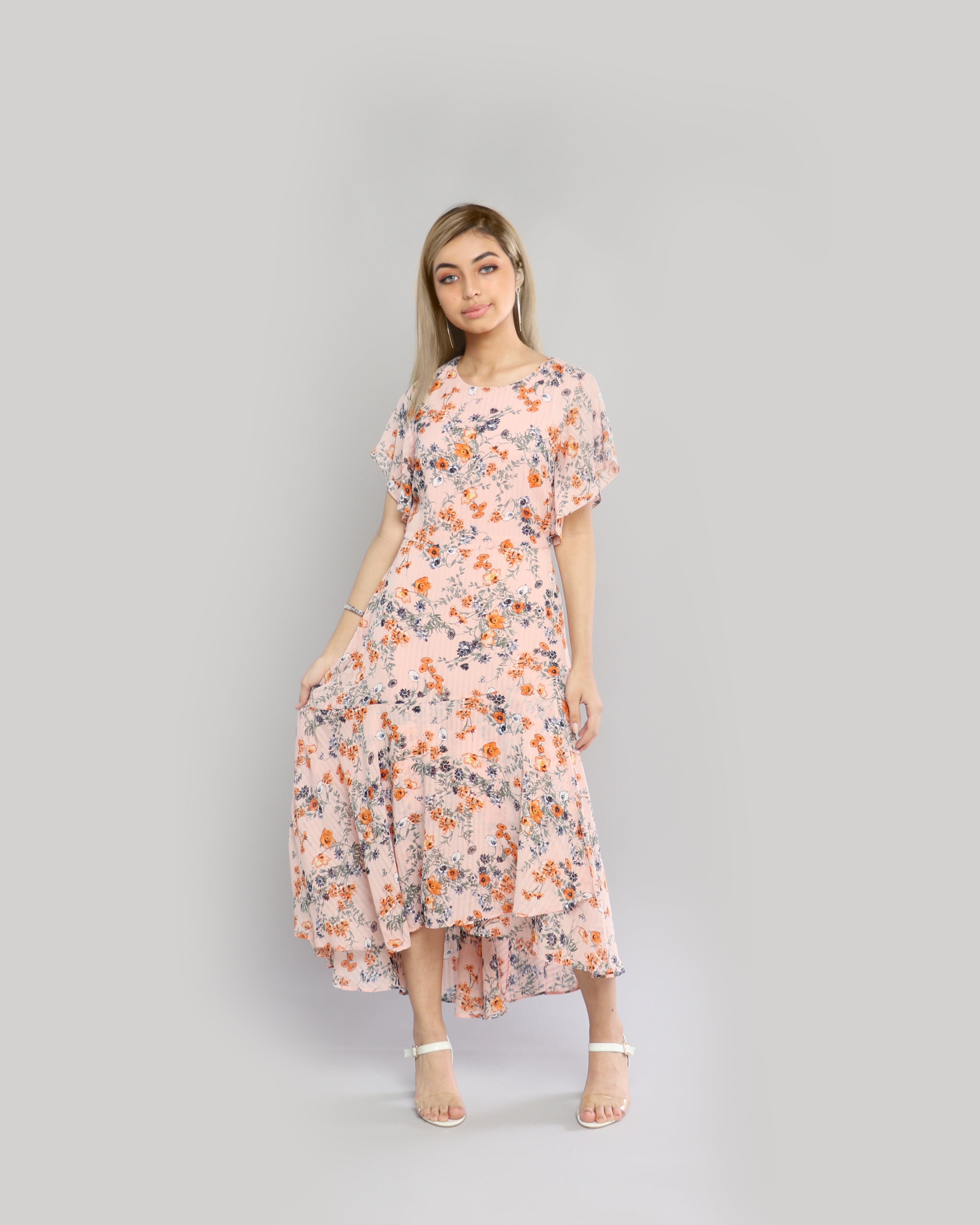 ميكا فستان ميدي مورد مخصر كم قصير مكشكش