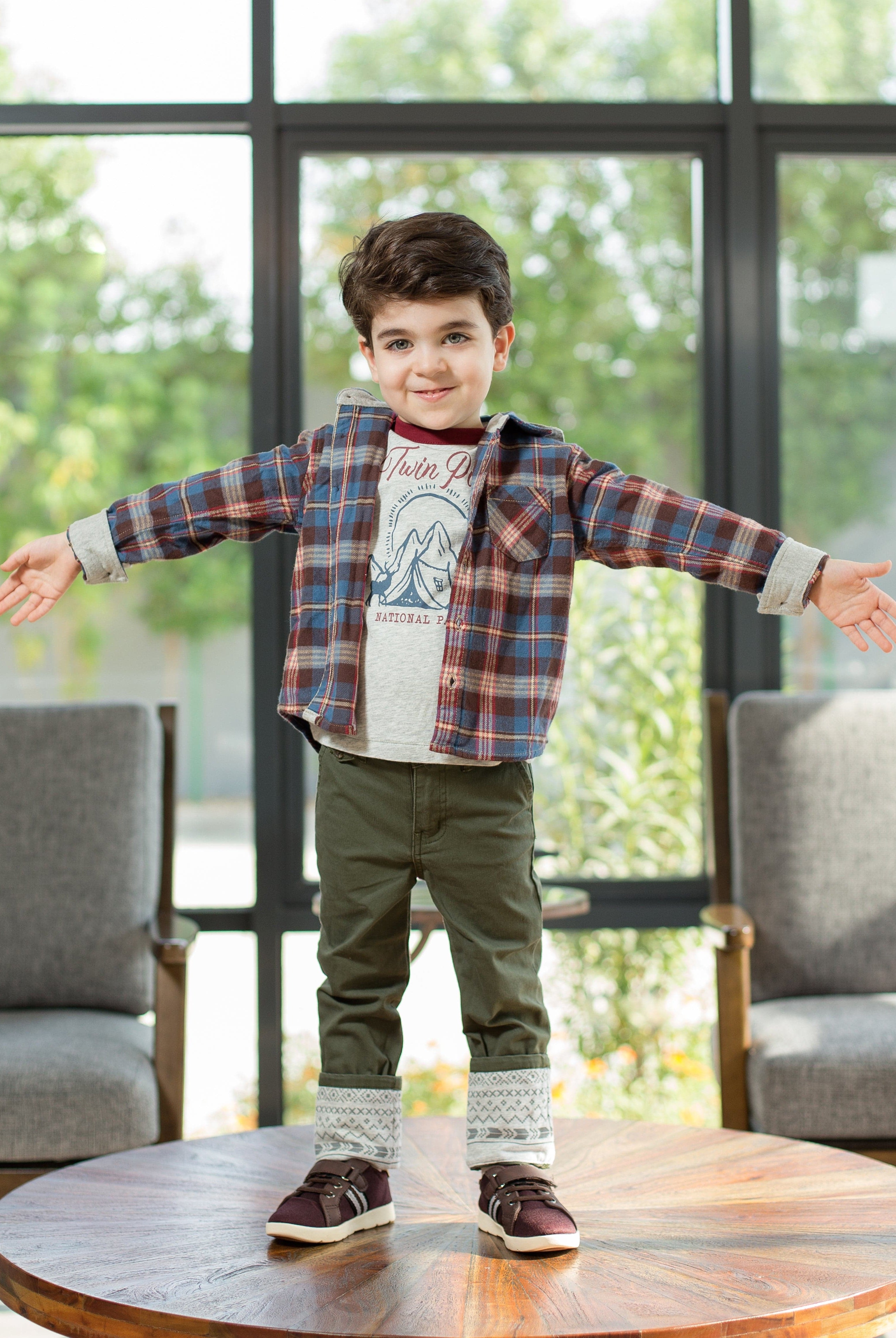 جينجرسنابس بنطلون ولادي سادة مشجر من أسفل أعماق عميقة