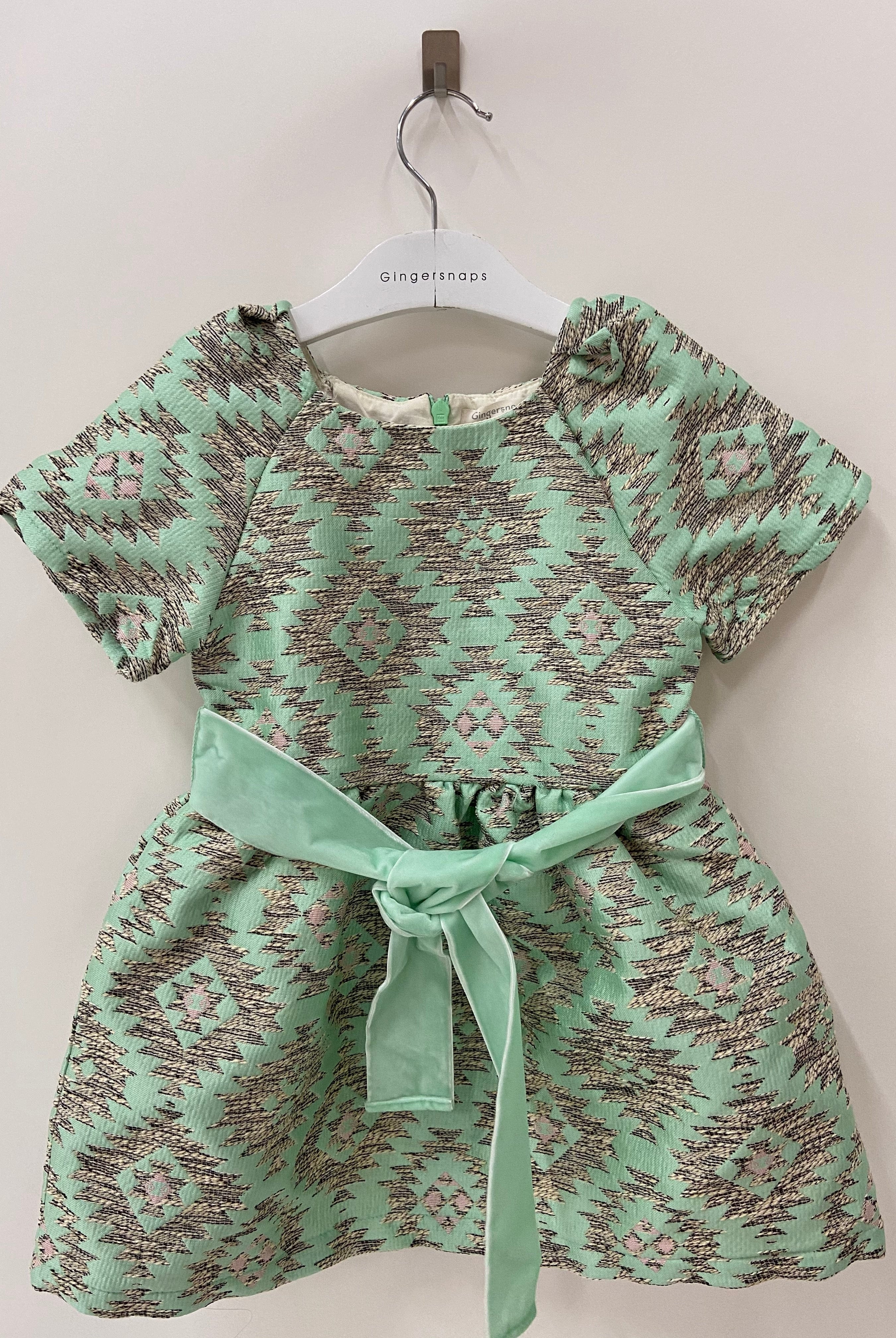 جينجرسنابس فستان بناتي منقوش لامع نص كم بربطة عريضة متعدد الألوان