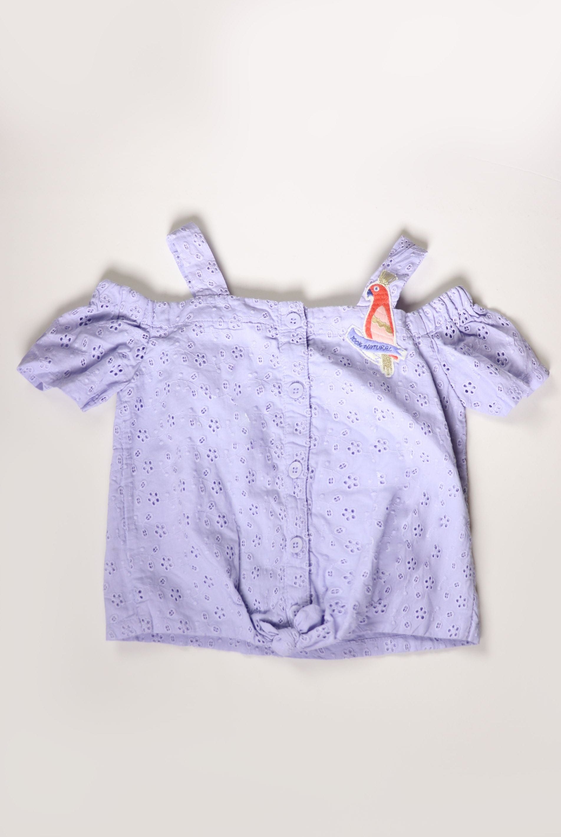 جينجرسنابس بلوزة بناتي دانتيل مخرم رمادي