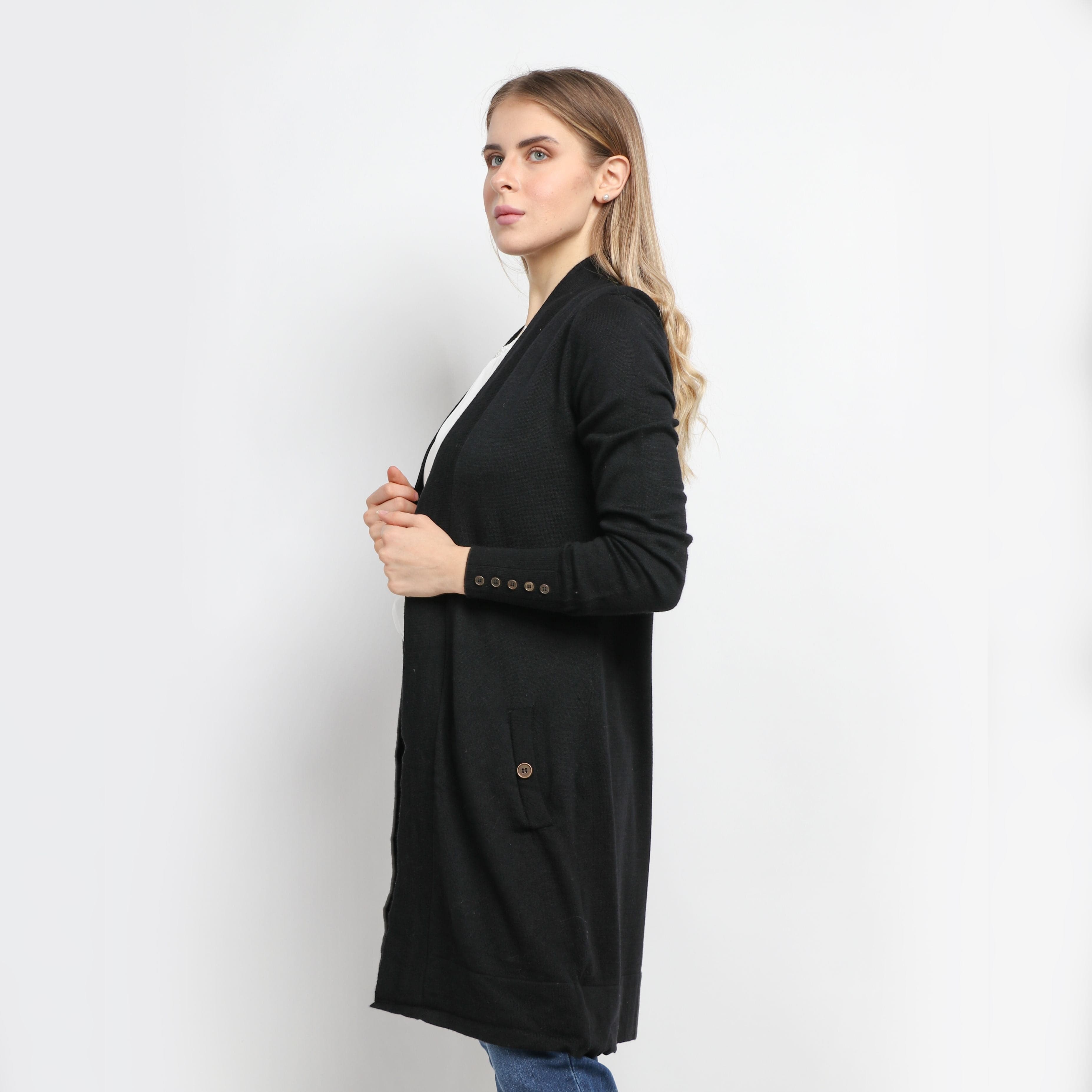 داليدرس كارديجان طويل سادة مزين بأزرار نسائي