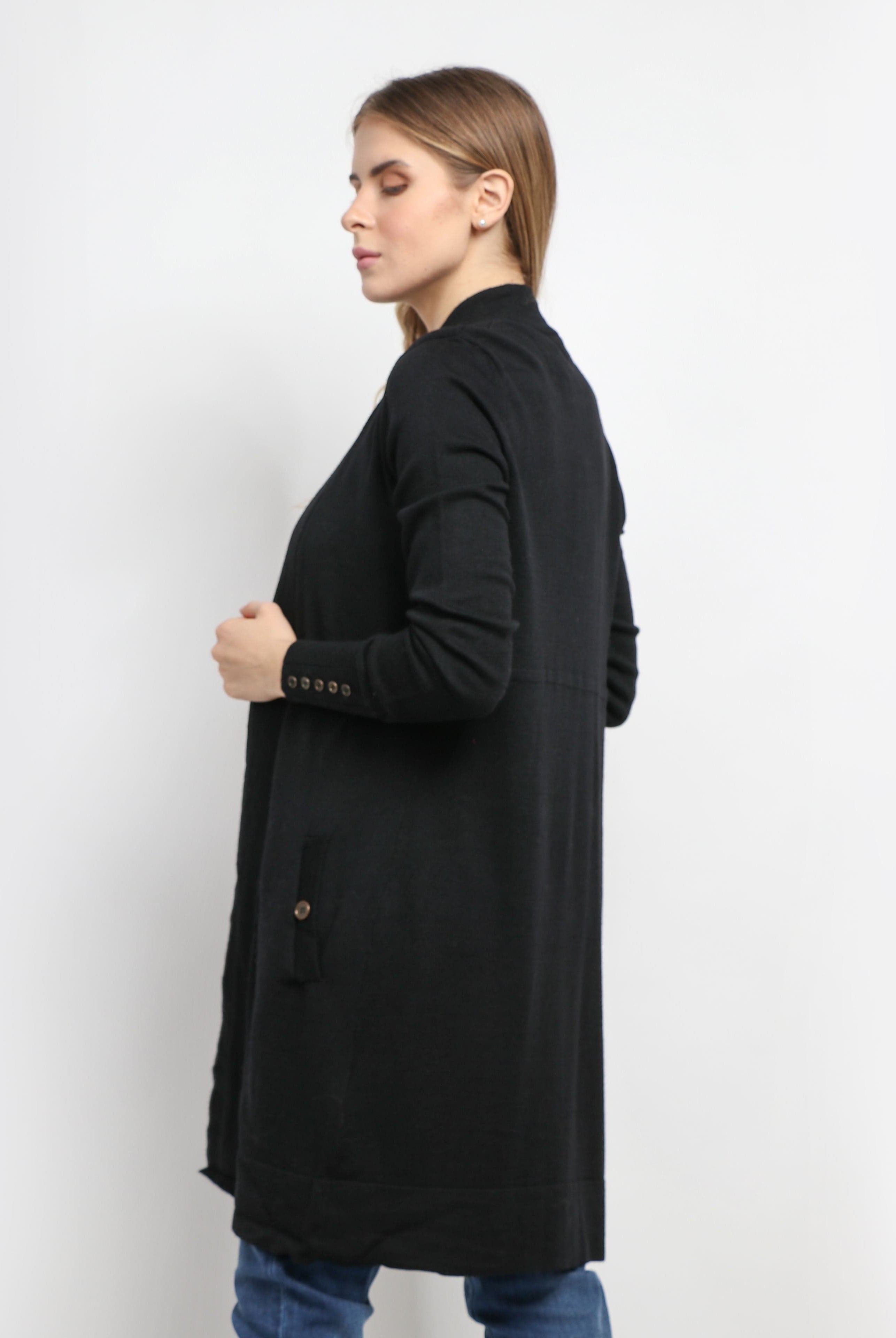 داليدرس كارديجان طويل سادة مزين بأزرار نسائي