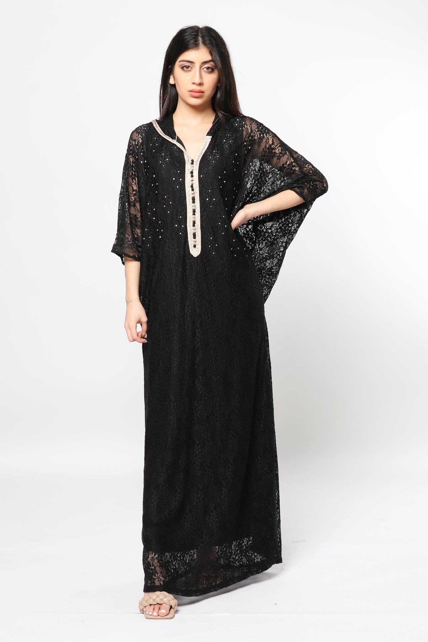 ديامانتين عباية دانتيل شفافة 3/4 كم نسائي