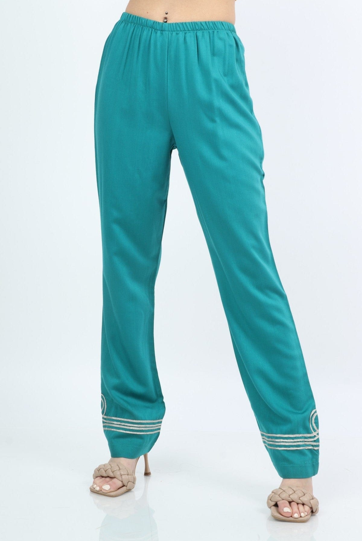 ديامانتين بنطلون طويل سادة مطرز من أسفل