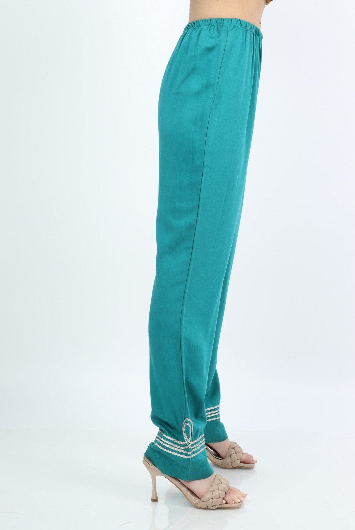 ديامانتين بنطلون طويل سادة مطرز من أسفل