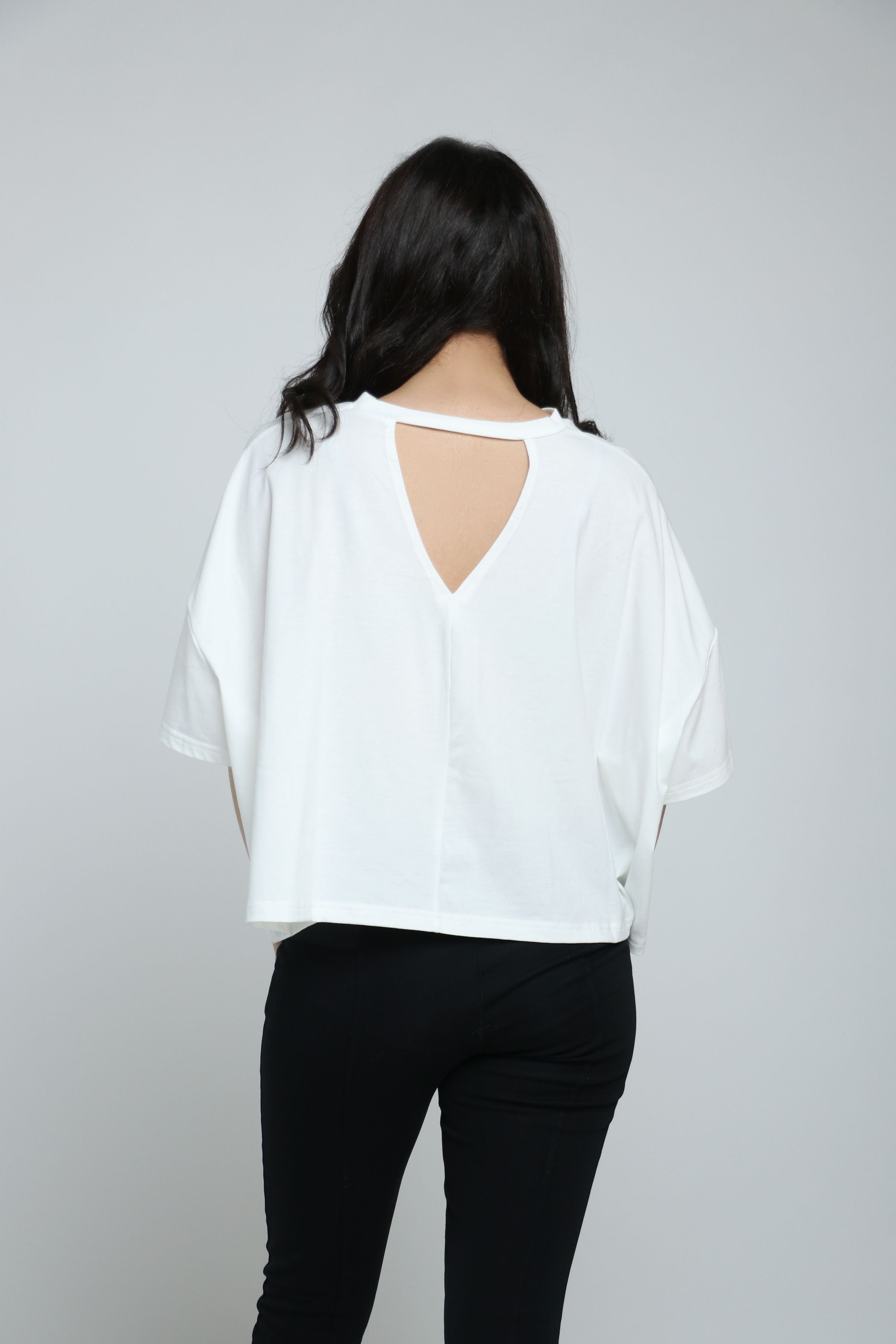 كيتشن بلوزة قطن أوفر سايز نص كم واسع نسائي