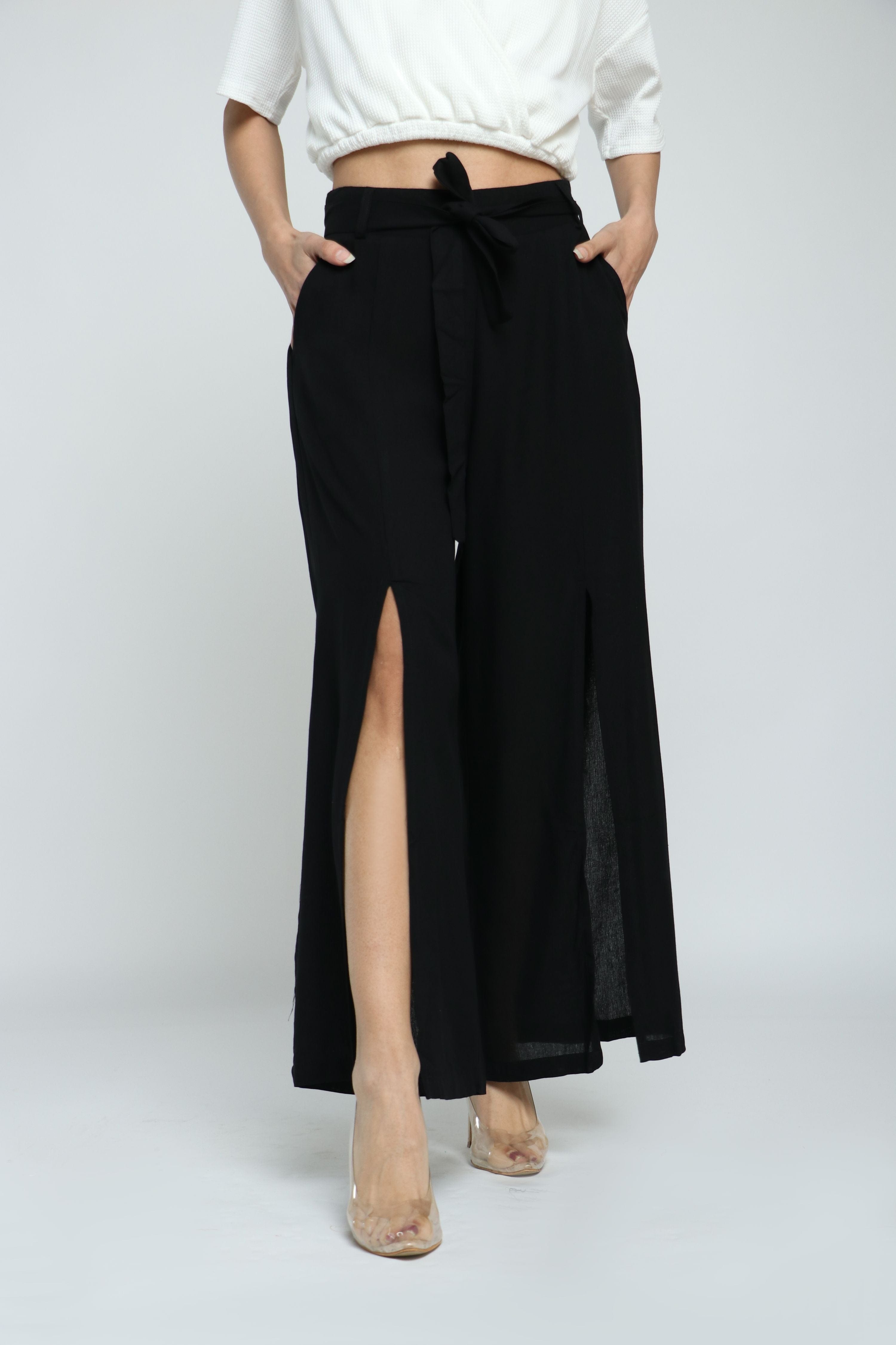 كيتشن بنطلون سادة مفتوح من الأمام طويل نسائي