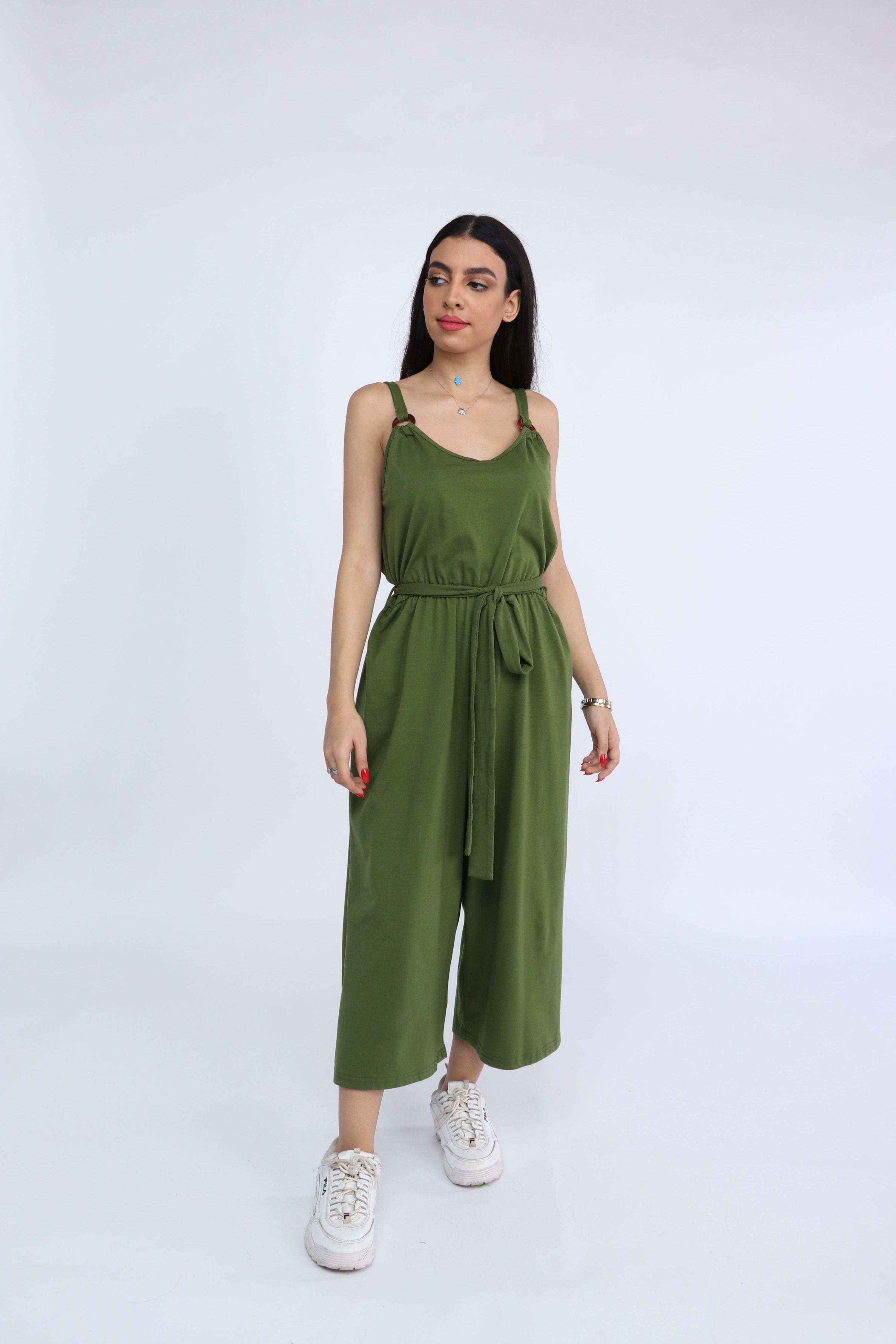 كيتشن جمبسوت سادة كت برباط على الخصر نسائي