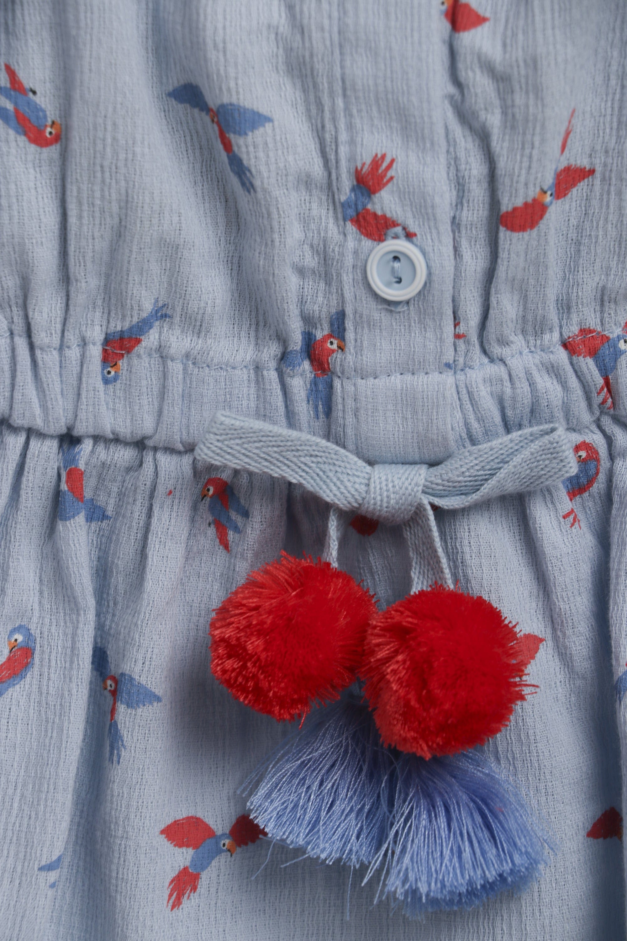 جينجرسنابس فستان مخصر أزرار أمامية حمالات فيونكة رضع بناتي أزرق