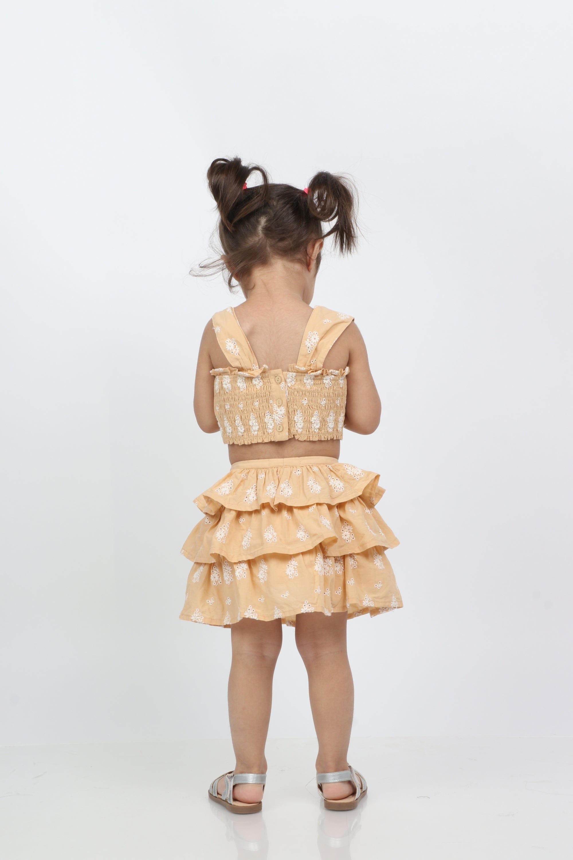 جينجرسنابس طقم بنات رضع صيفي بلوزة بحمالات وتنورة قصيرة البرتقالي