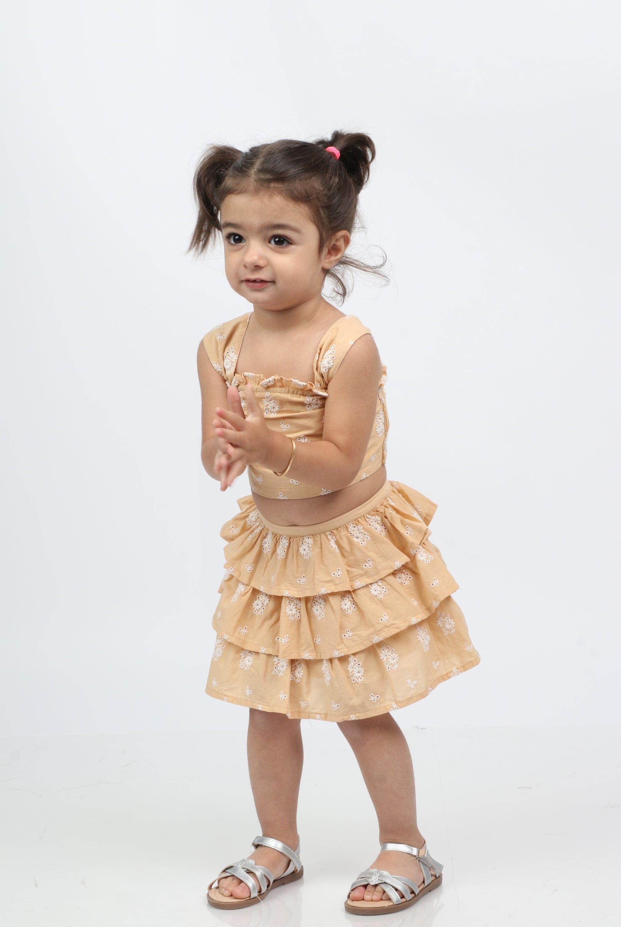 جينجرسنابس طقم بنات رضع صيفي بلوزة بحمالات وتنورة قصيرة البرتقالي