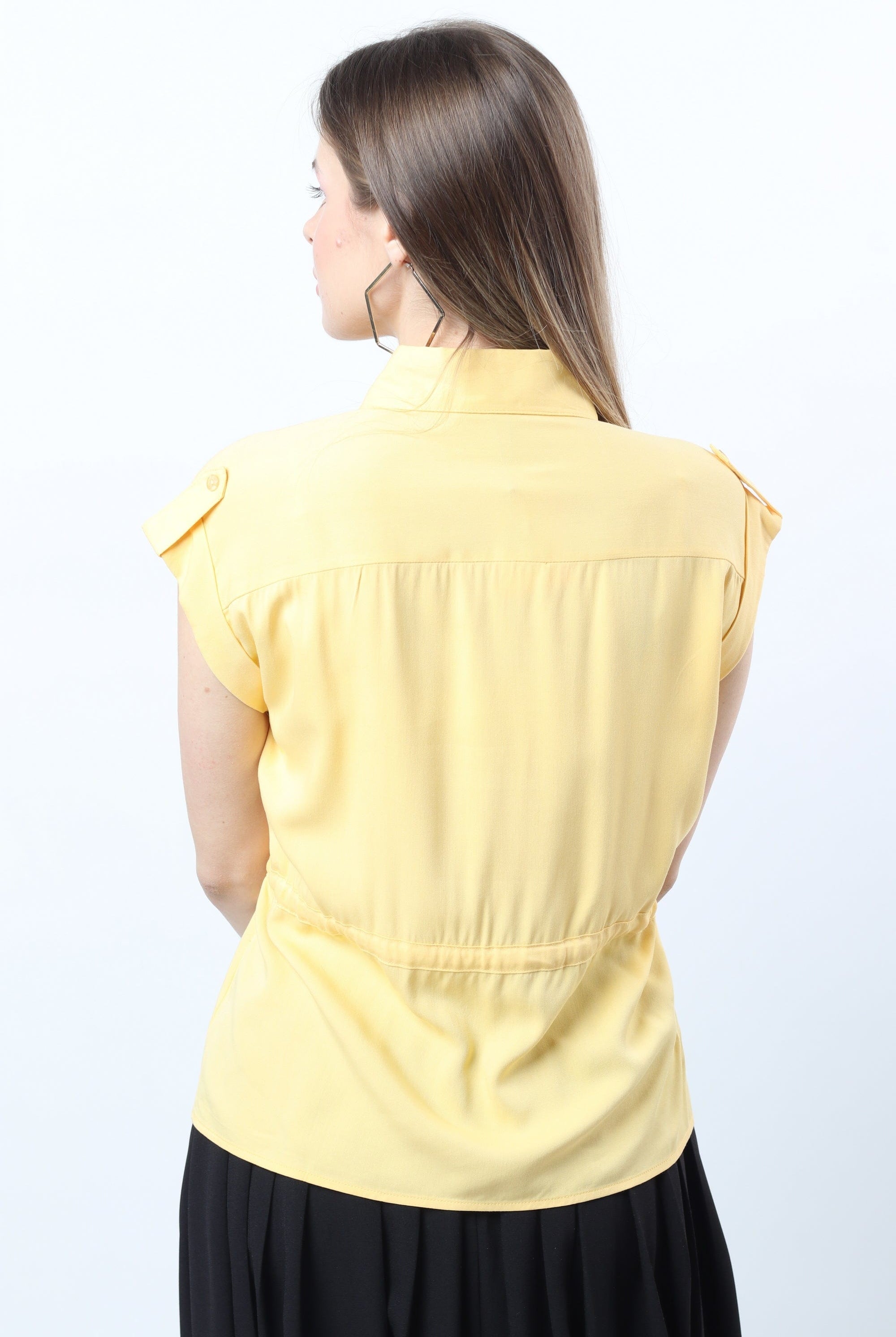 نتشي قميص برباط على الخصر وياقة كم قصير نسائي