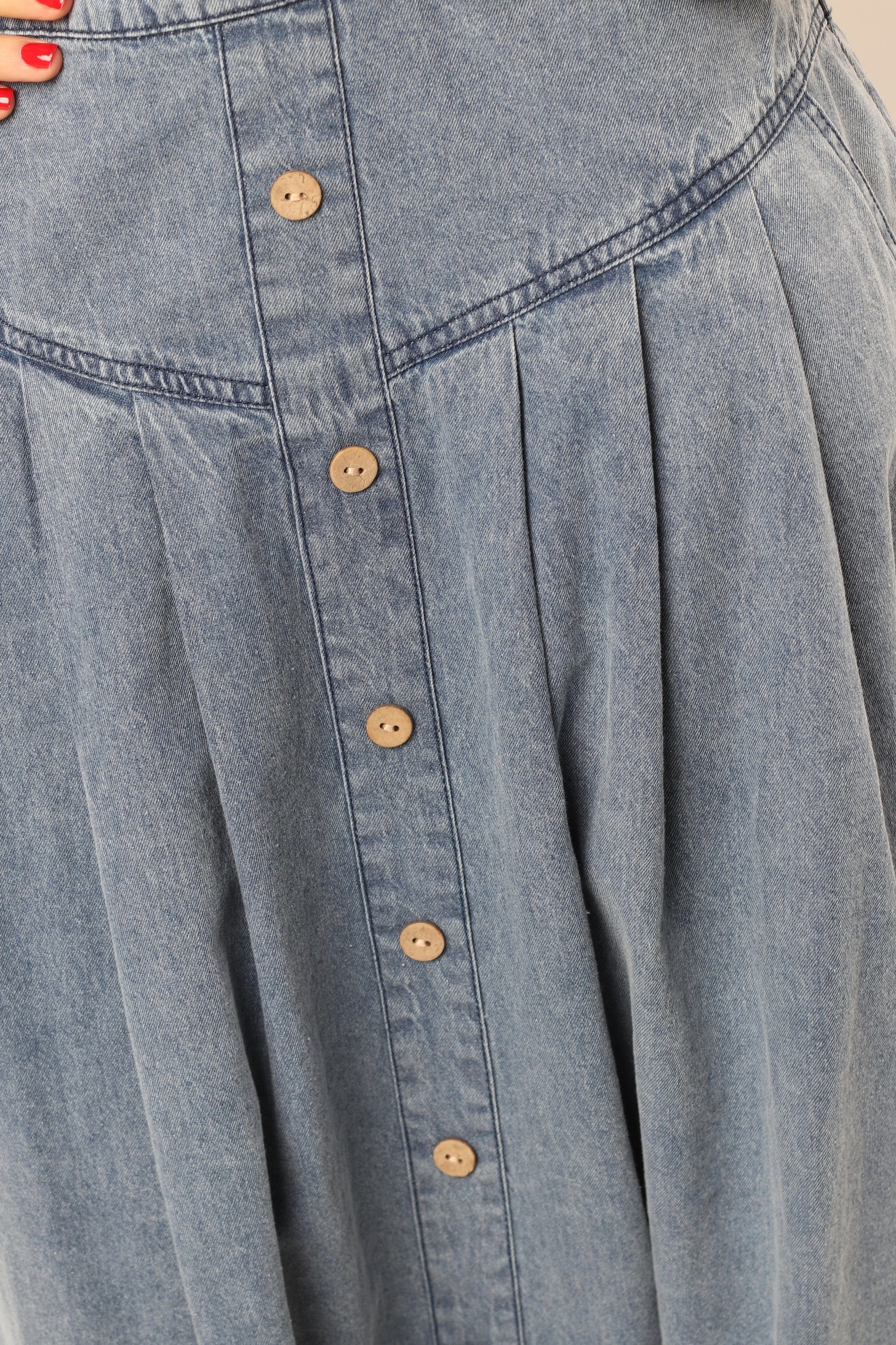 نتشي تنورة ميدي جينز أزرار أمامية نسائي