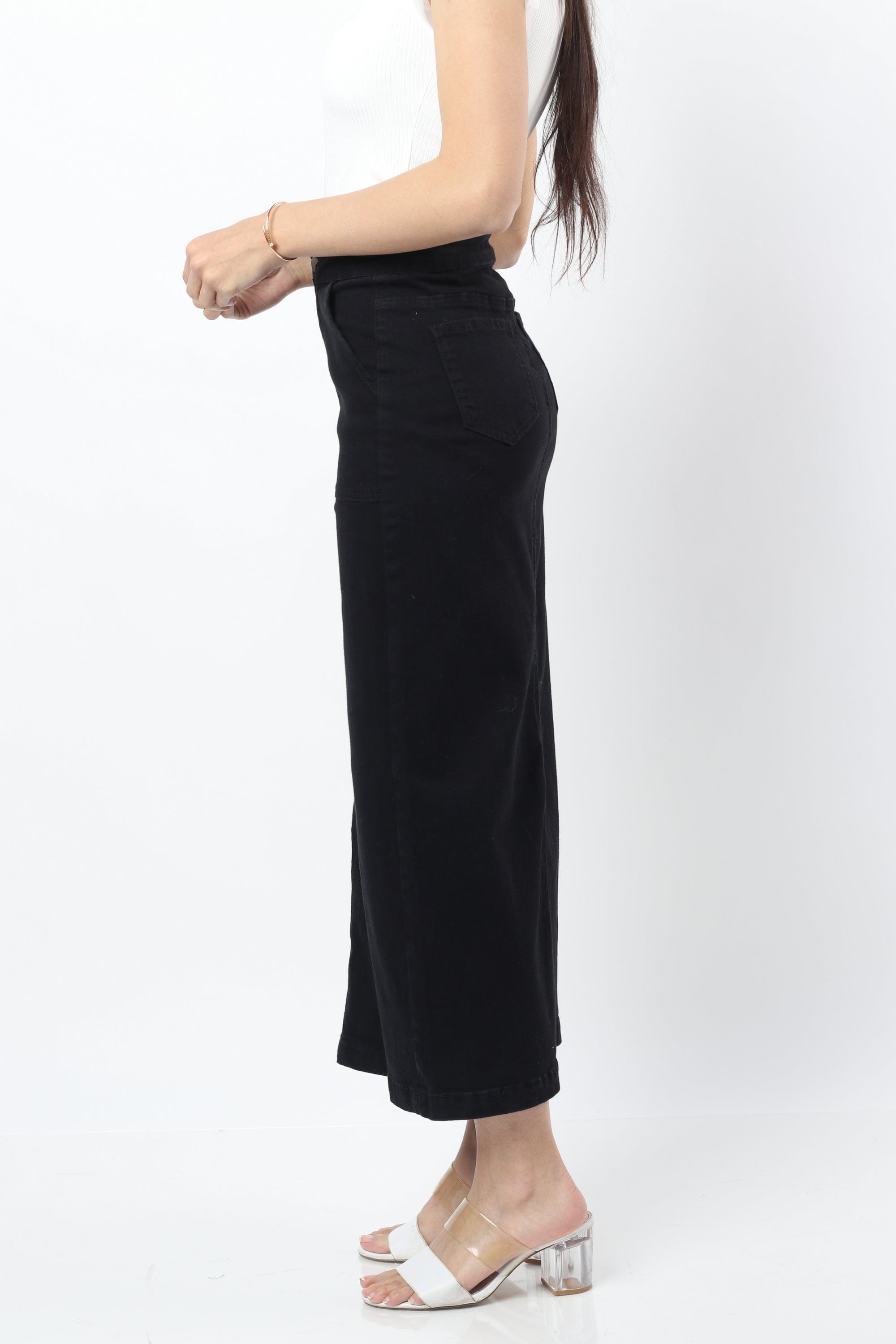 نتشي تنورة سليم طويلة بخصر عالي وجيوب أمامية