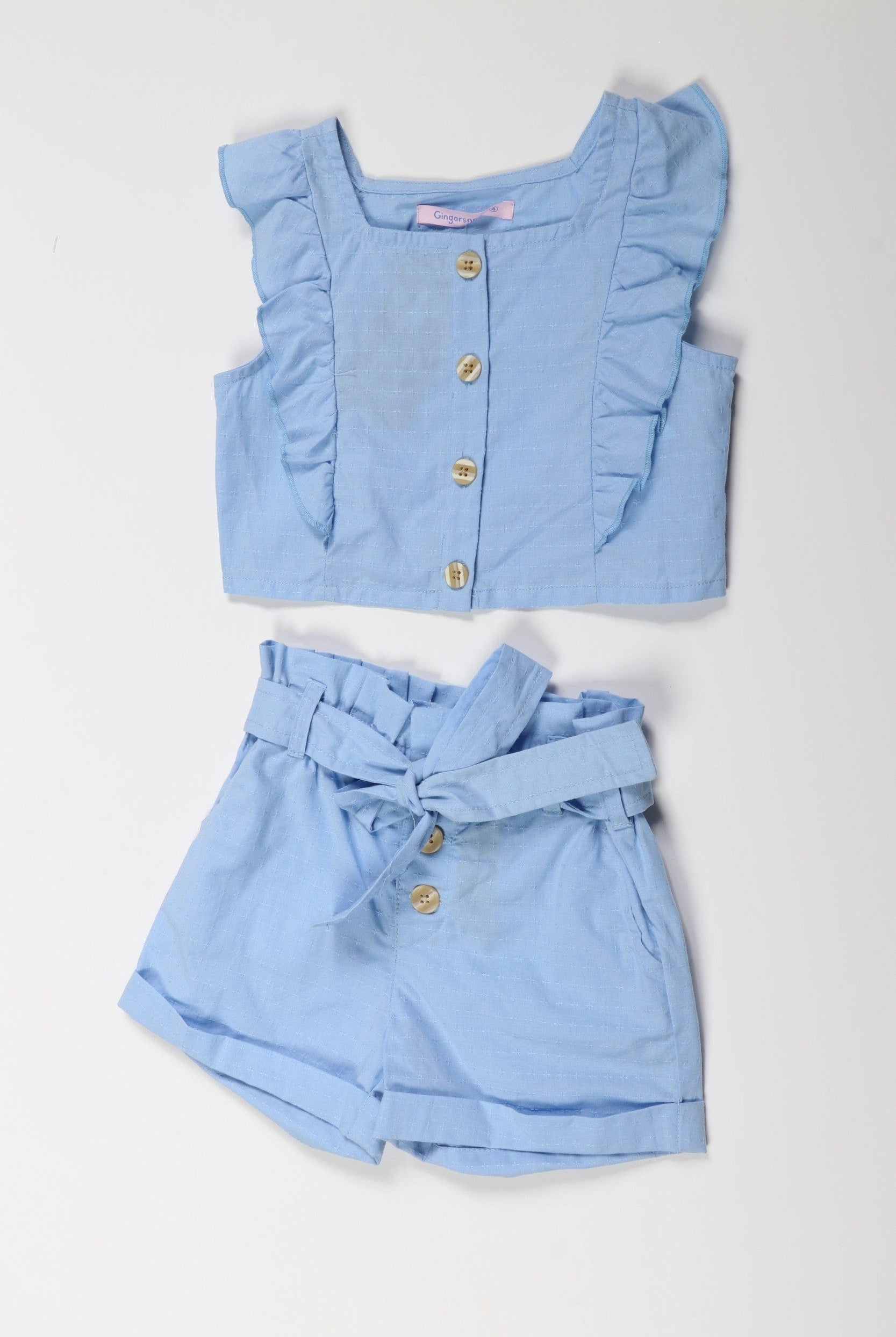 جينجرسنابس طقم بناتي أطفال قطعتين بلوزة وشورت أزرق