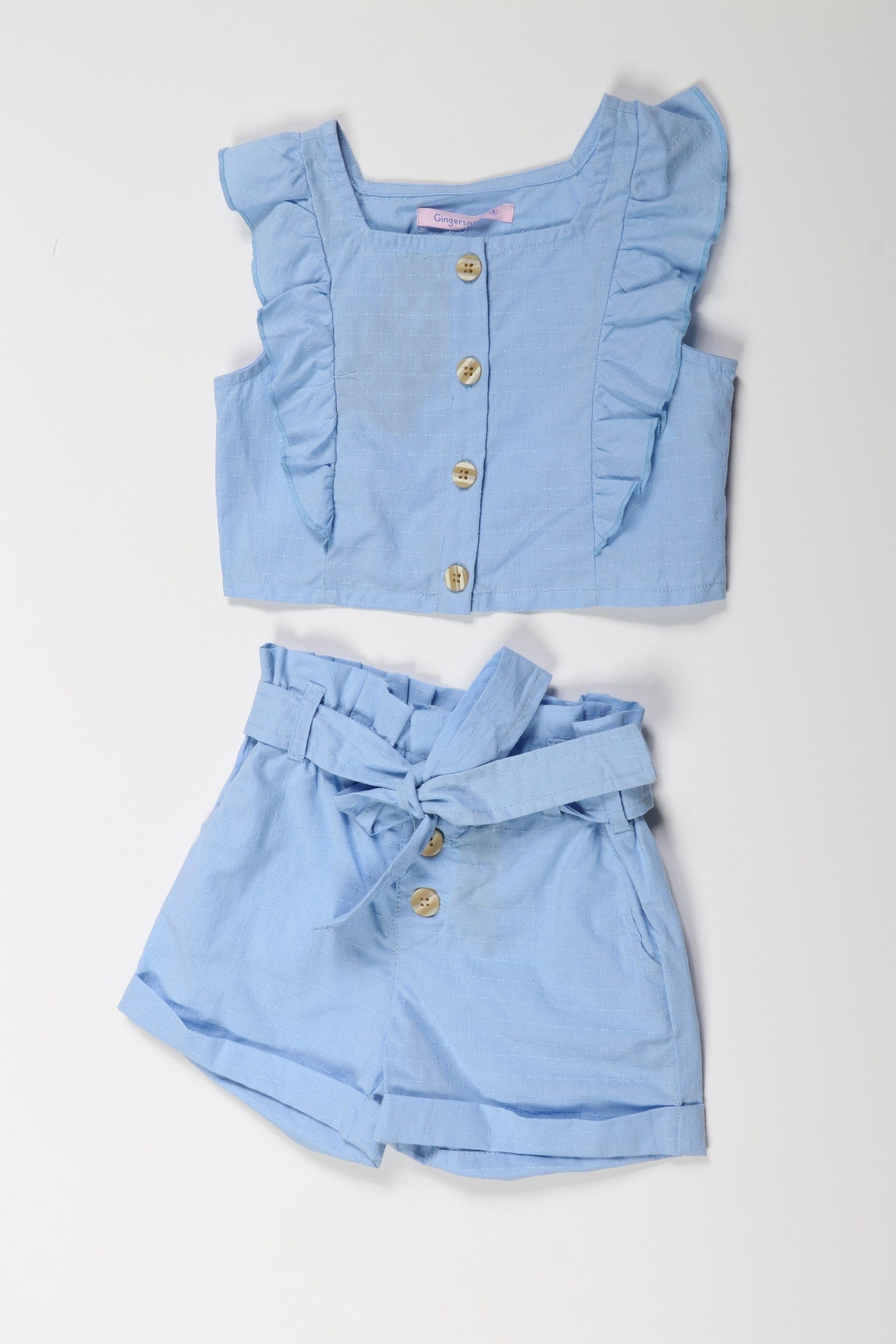 جينجرسنابس طقم بناتي أطفال قطعتين بلوزة وشورت أزرق