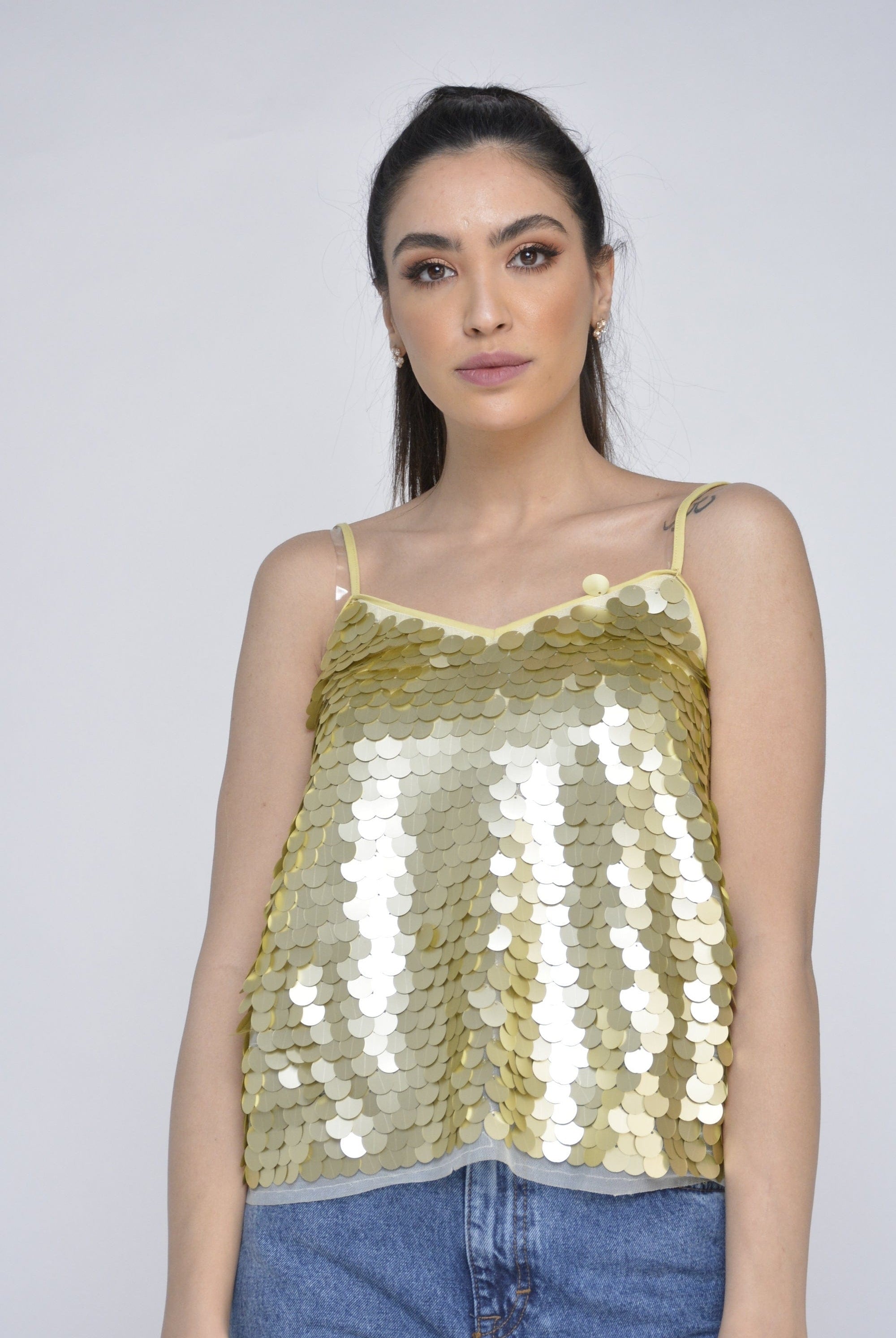 نتشي بلوزة حمالات سهرة ترتر نسائي