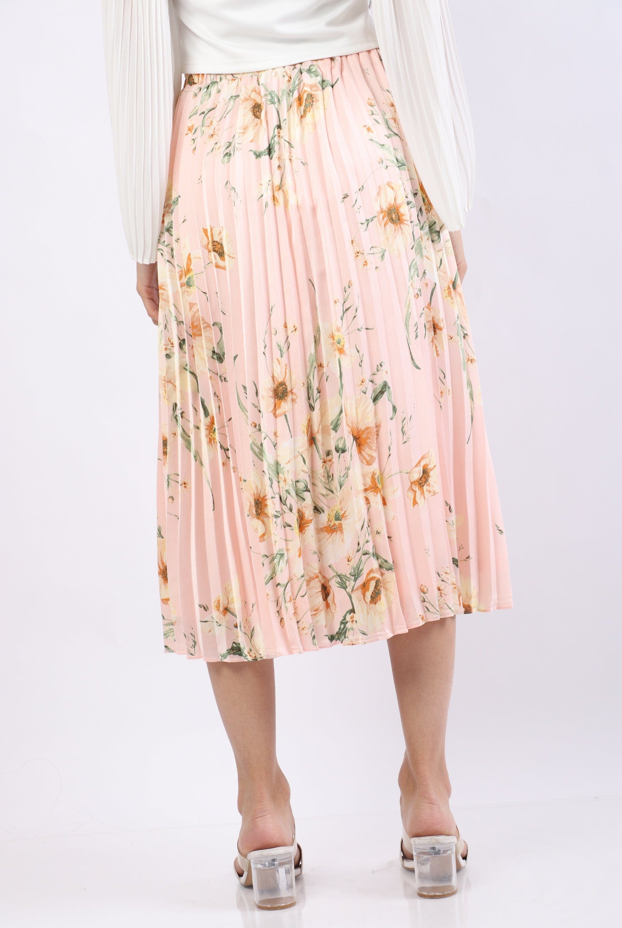 نتشي تنورة ميدي خصر مرتفع مطبوعة بورود