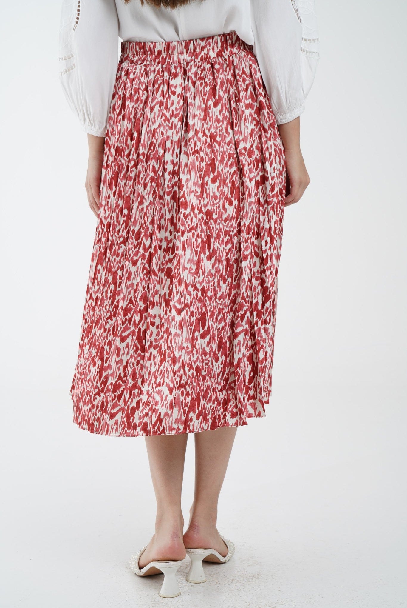 نتشي تنورة ميدي مشجرة بخصر مطاطي