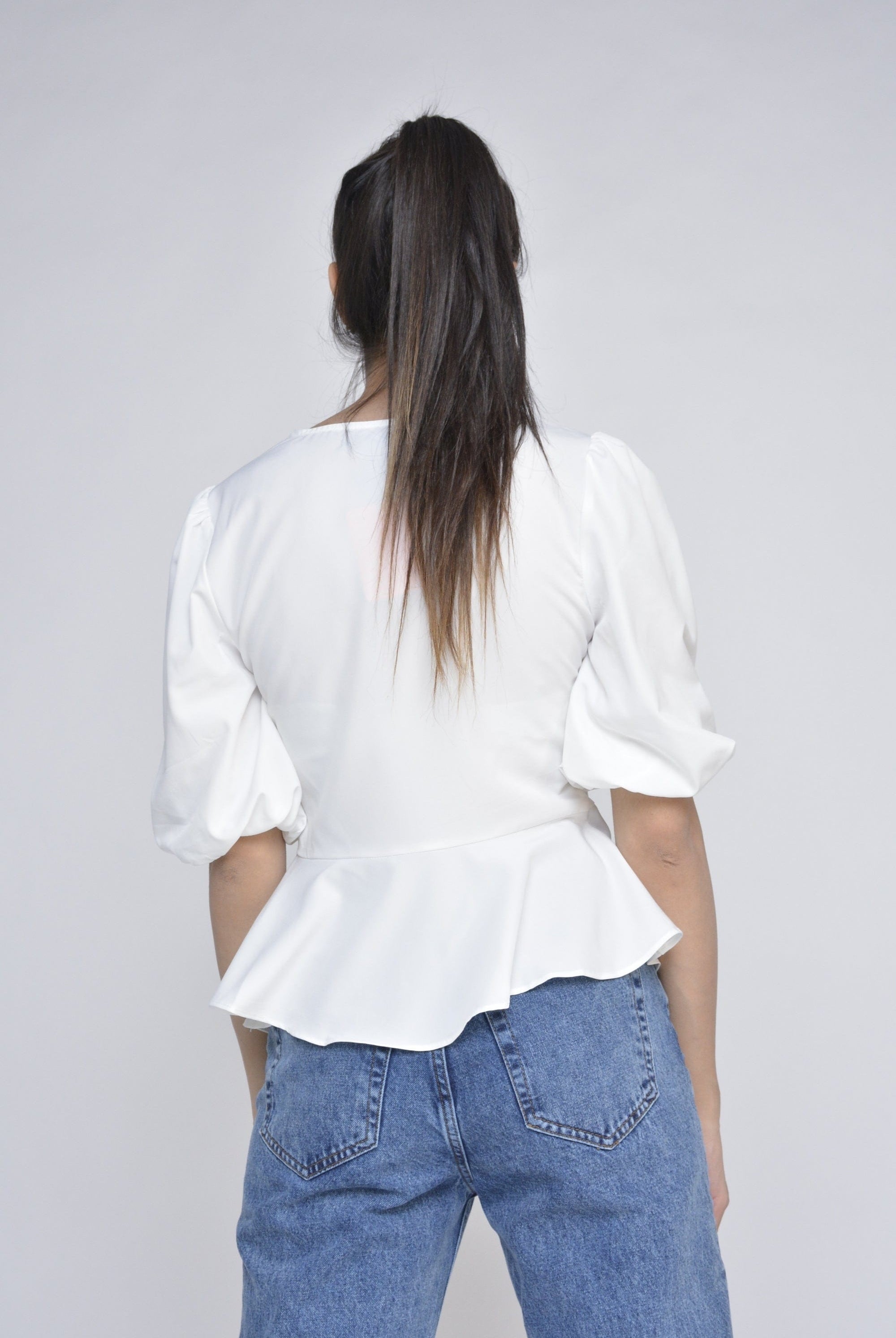 نتشي بلوزة شيفون سبعة بأزرار نص كم بف نسائي