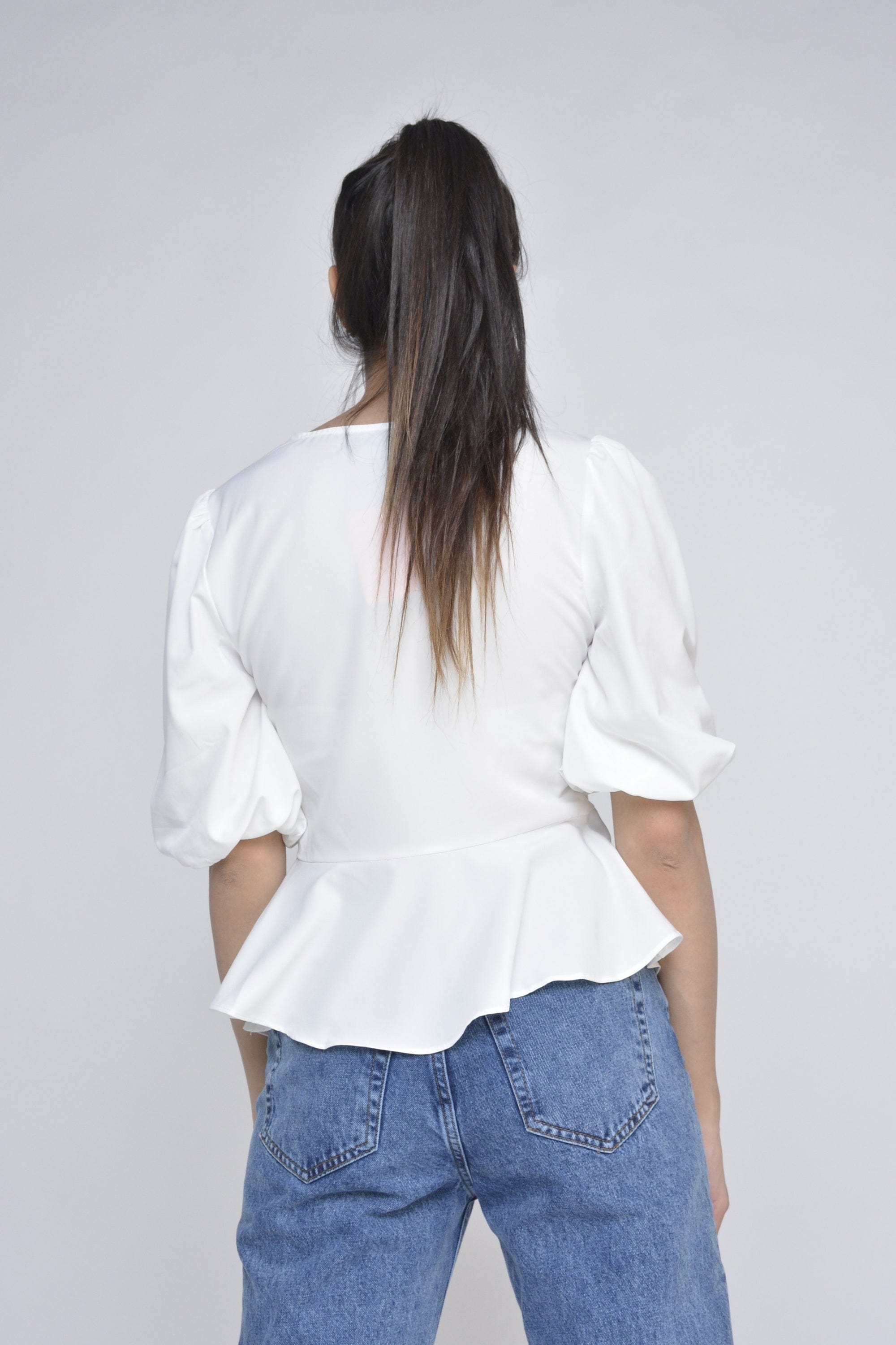 نتشي بلوزة شيفون سبعة بأزرار نص كم بف نسائي