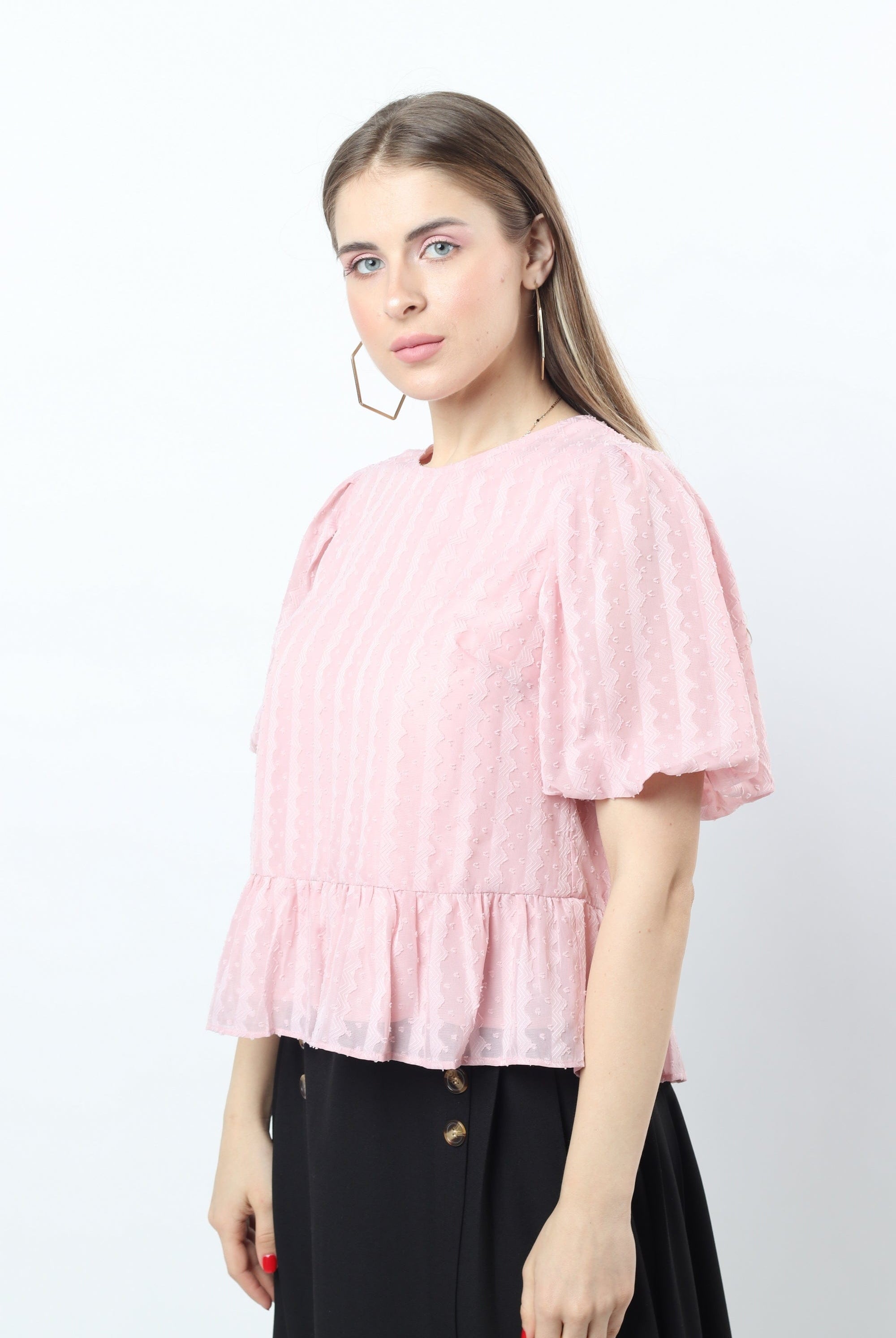 نتشي بلوزة كم منفوخ نص كم نسائية