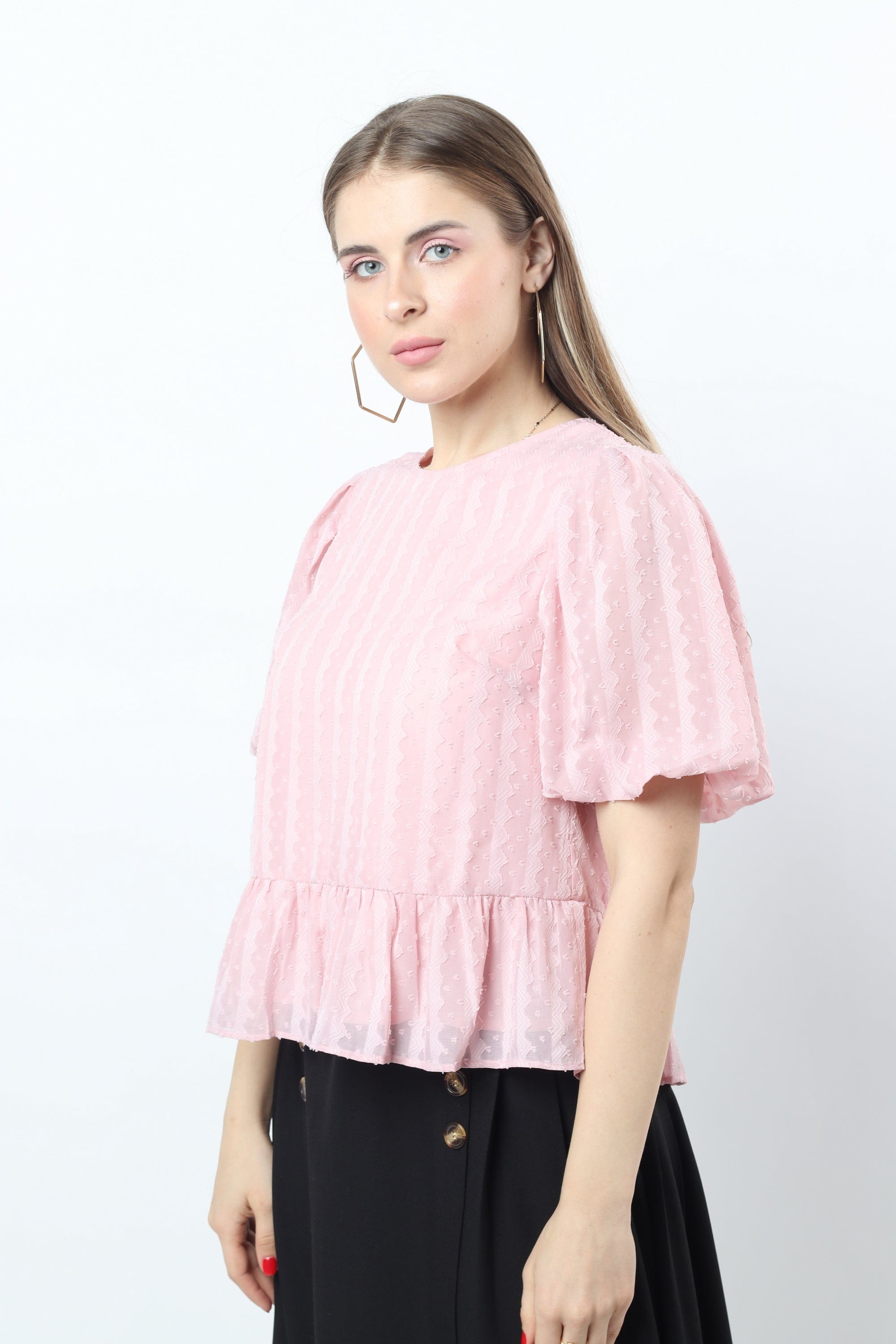 نتشي بلوزة كم منفوخ نص كم نسائية