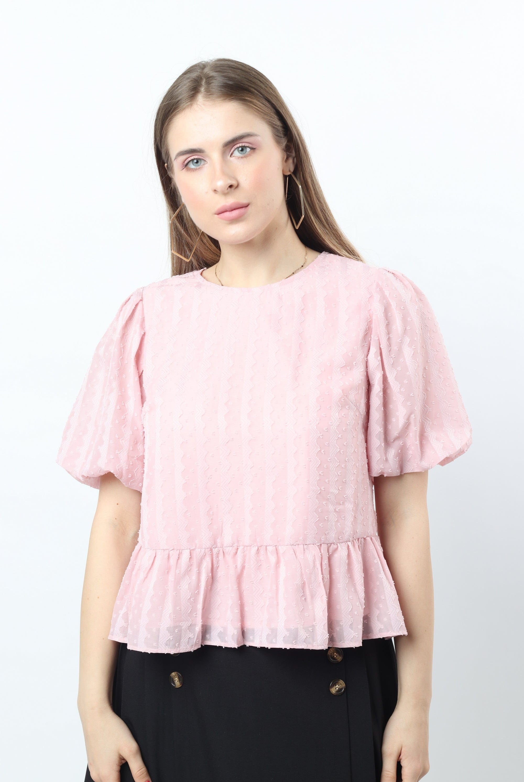 نتشي بلوزة كم منفوخ نص كم نسائية