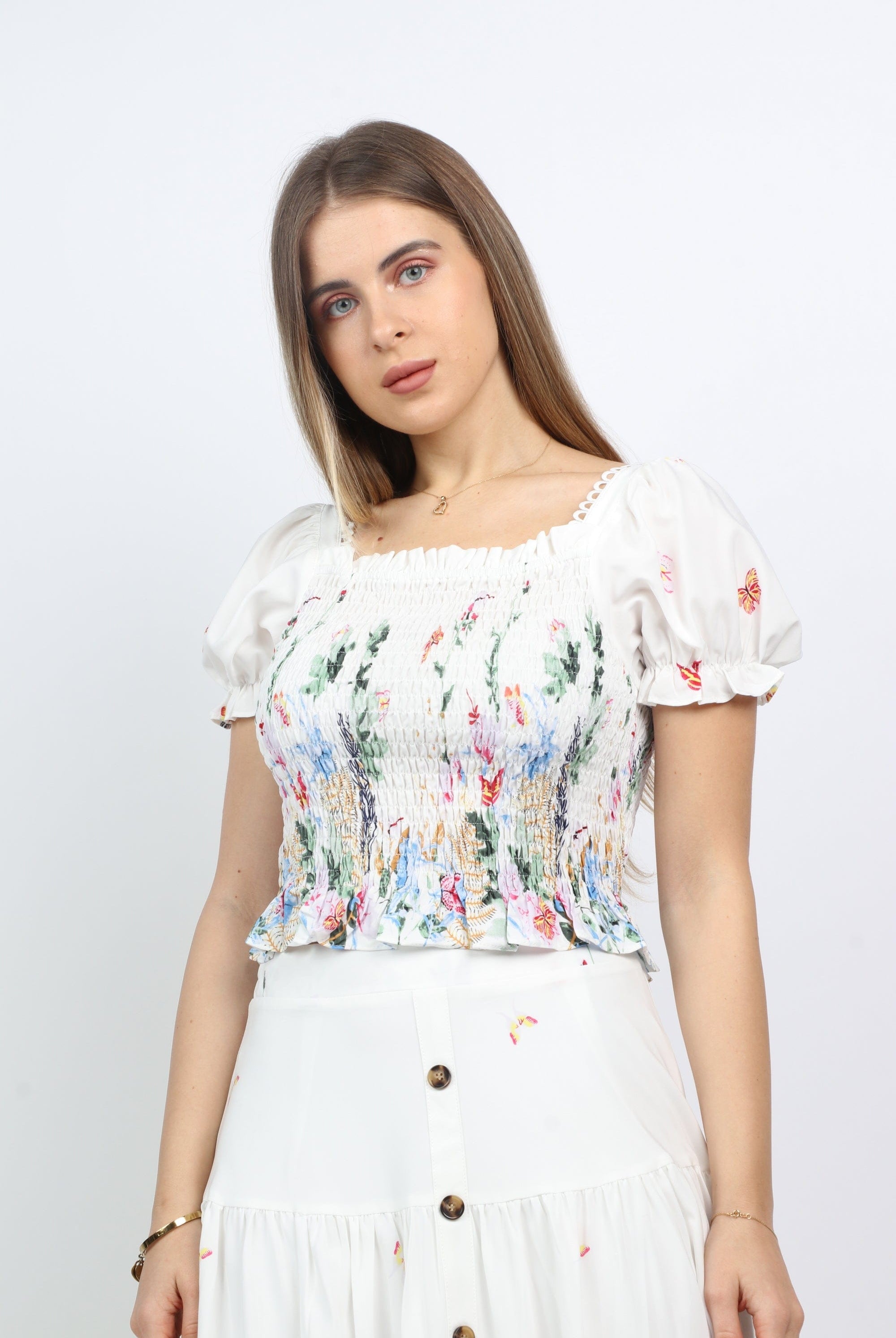 نتشي بلوزة مشجرة نص كم نسائية