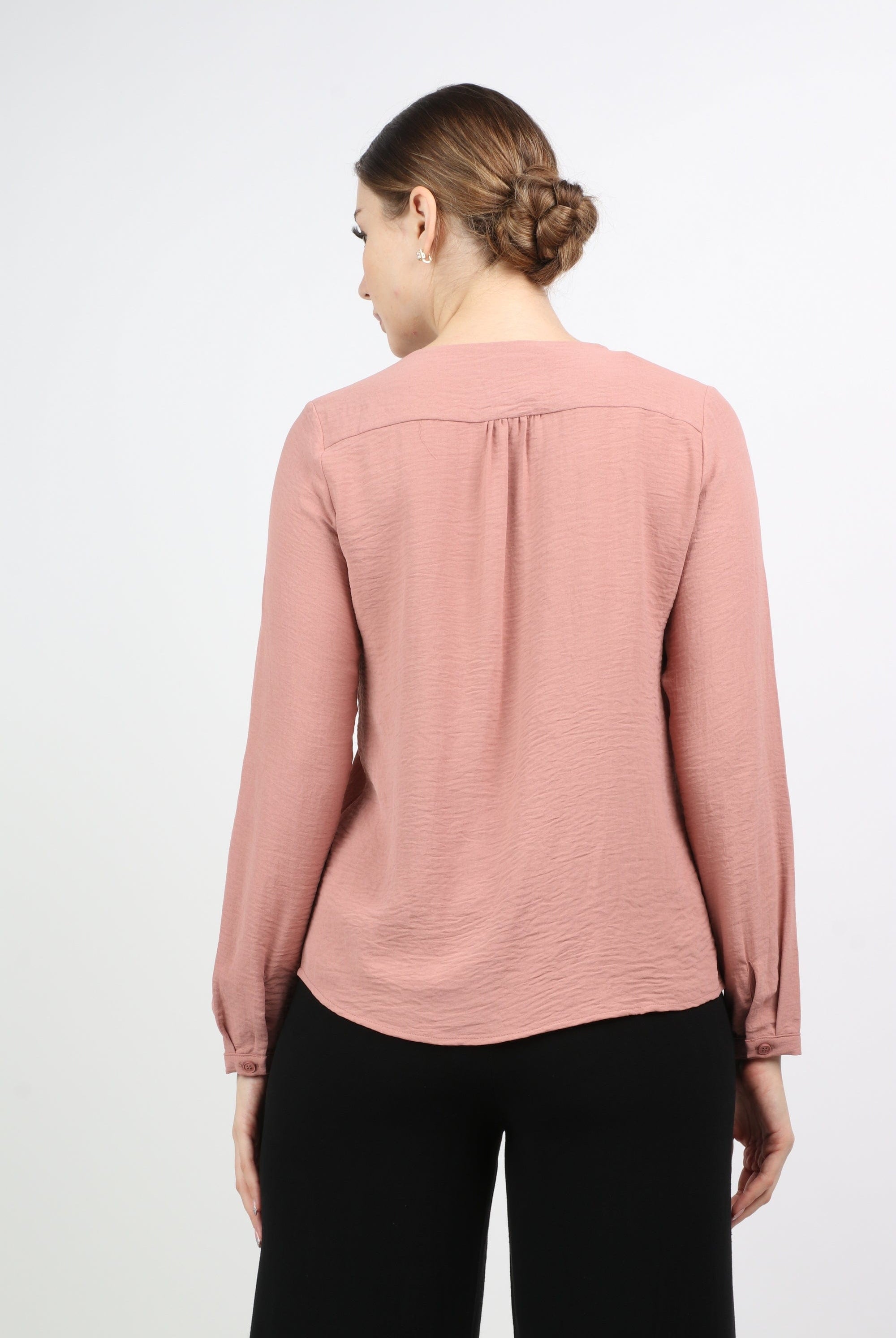 نتشي بلوزة رسمية سادة ناعمة بزرار واحد كم طويل نسائي